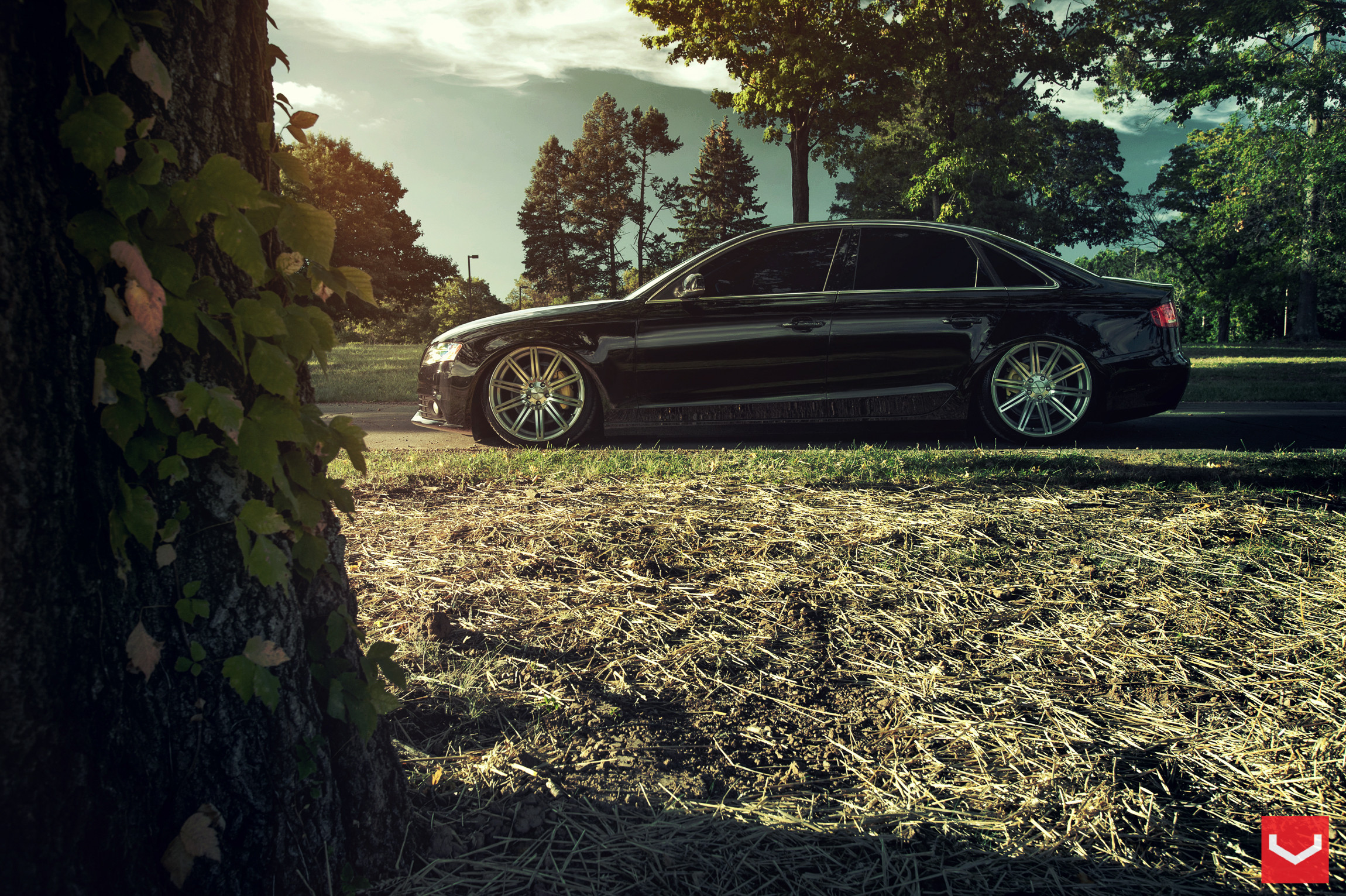 CV4 Forged Vossen Rims on Black Audi A4 - Photo by Vossen