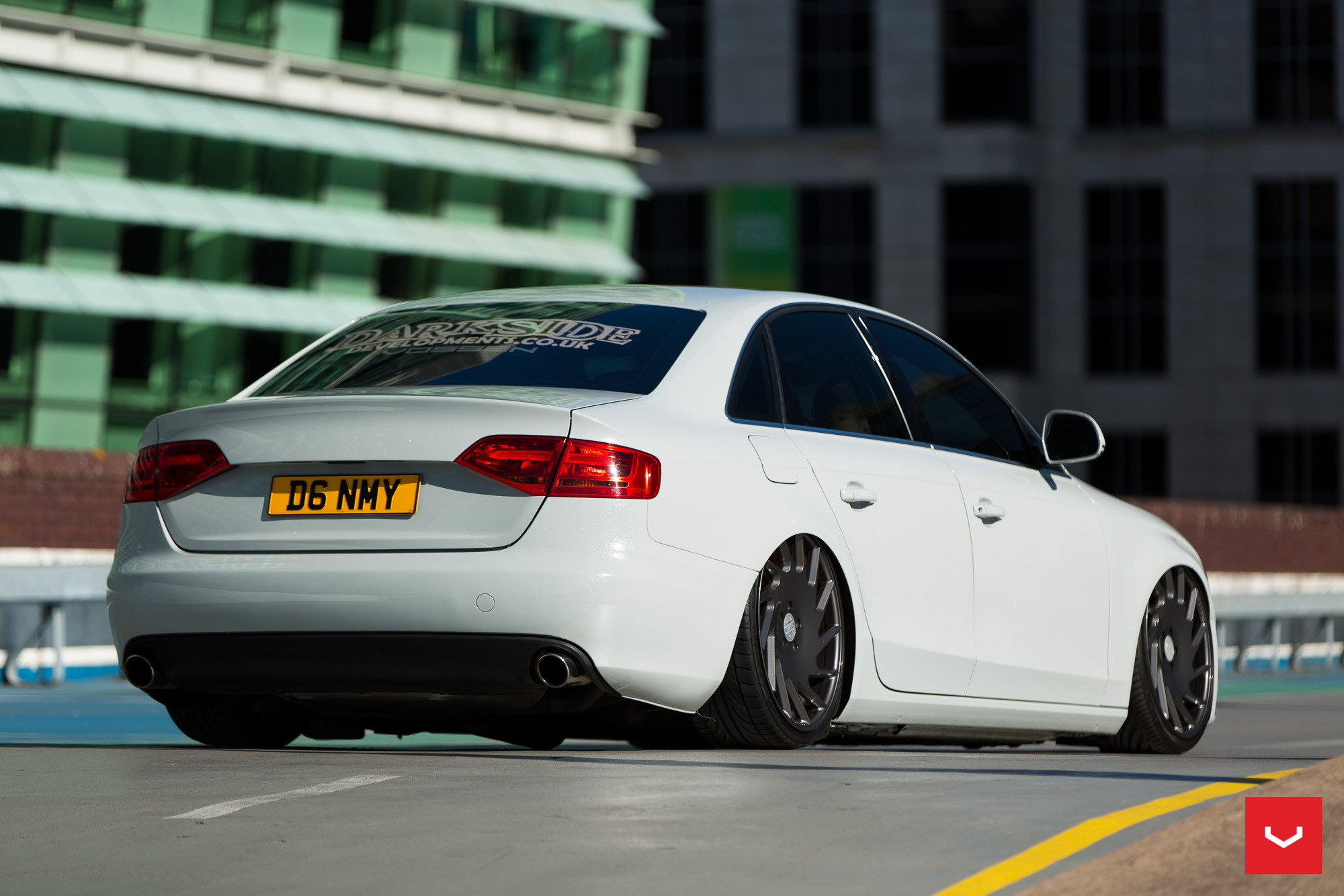 Rear Bumper Cover on White Audi A4 - Photo by Vossen