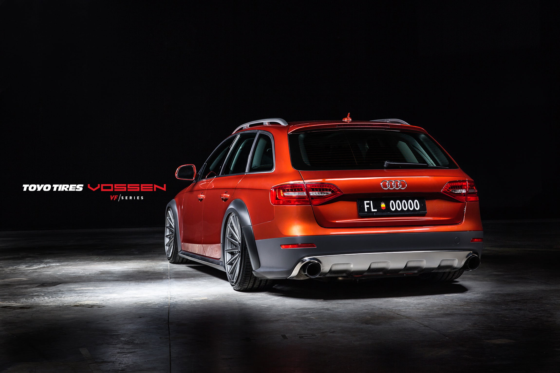 Aftermarket Rear Diffuser on Orange Audi A4 - Photo by Vossen