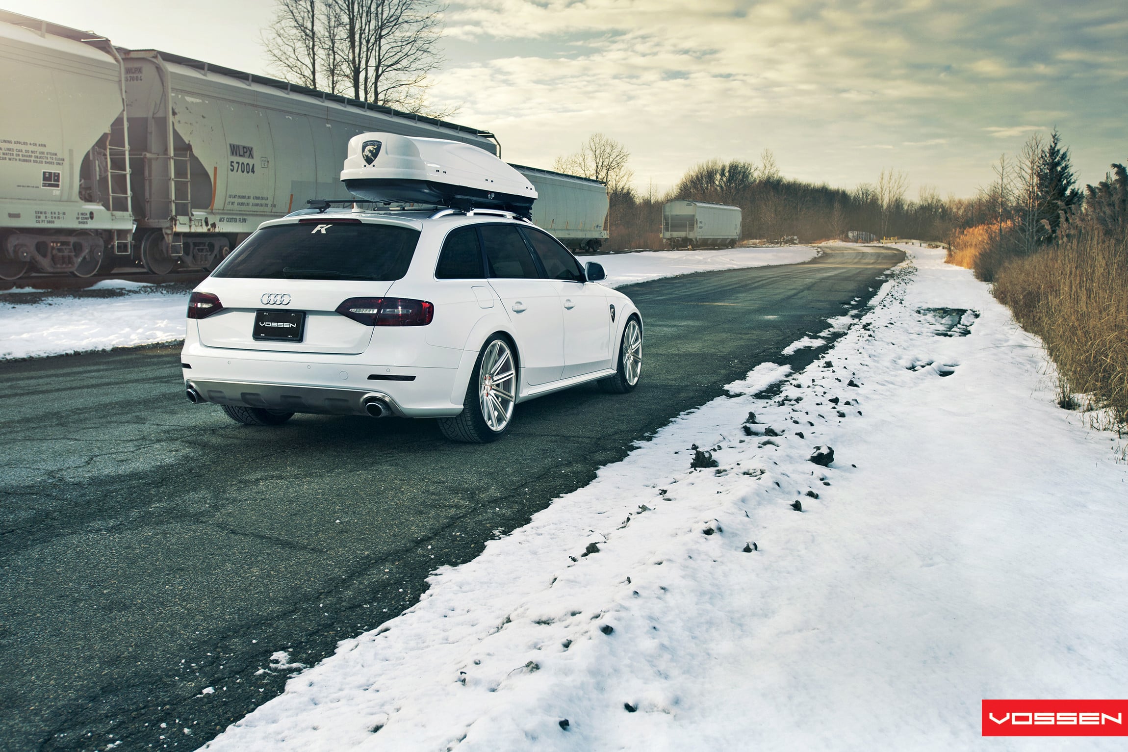 White Audi A4 with Aftermarket Rear Diffuser - Photo by Vossen