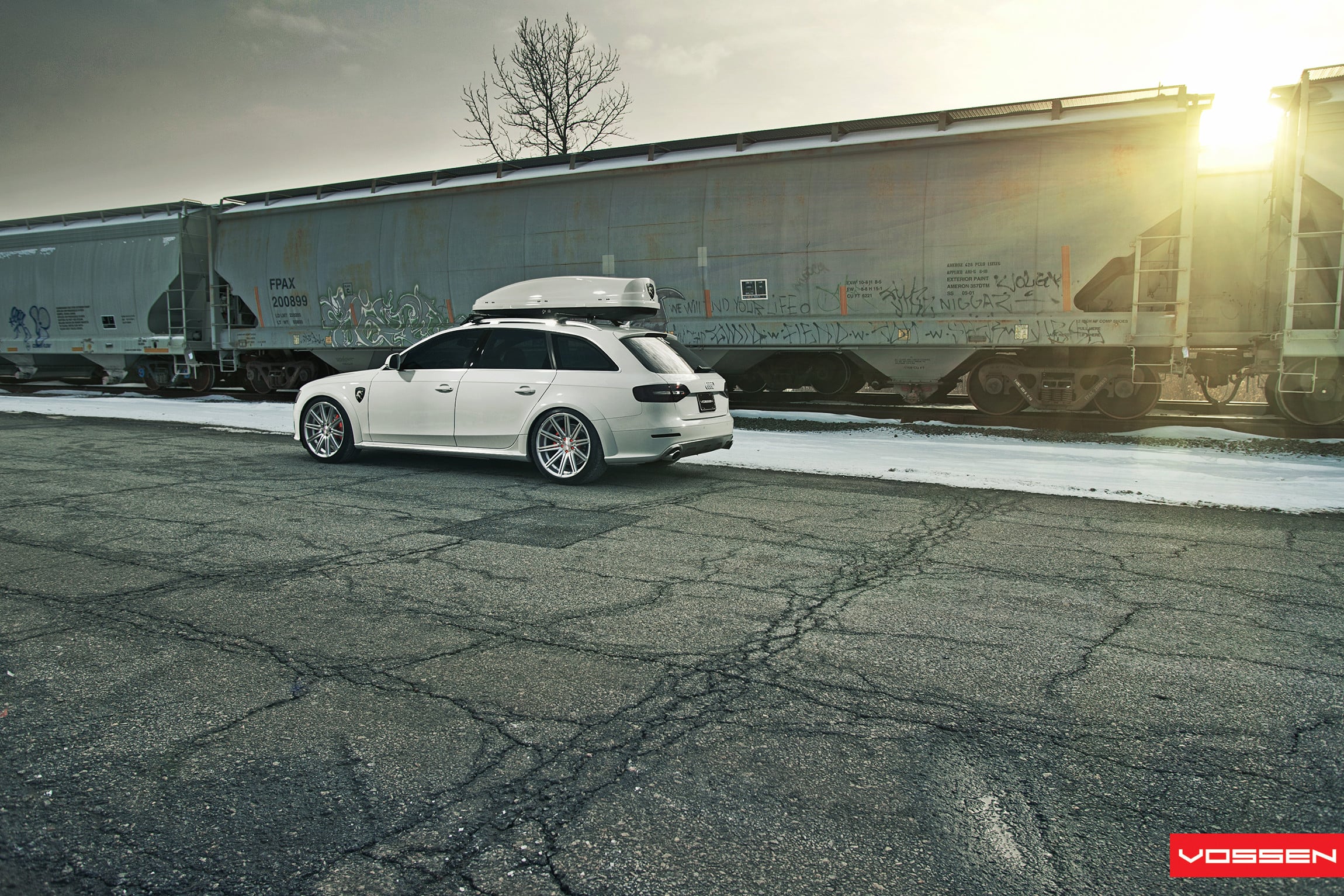 Dark Smoke LED Taillights on White Audi A4 - Photo by Vossen