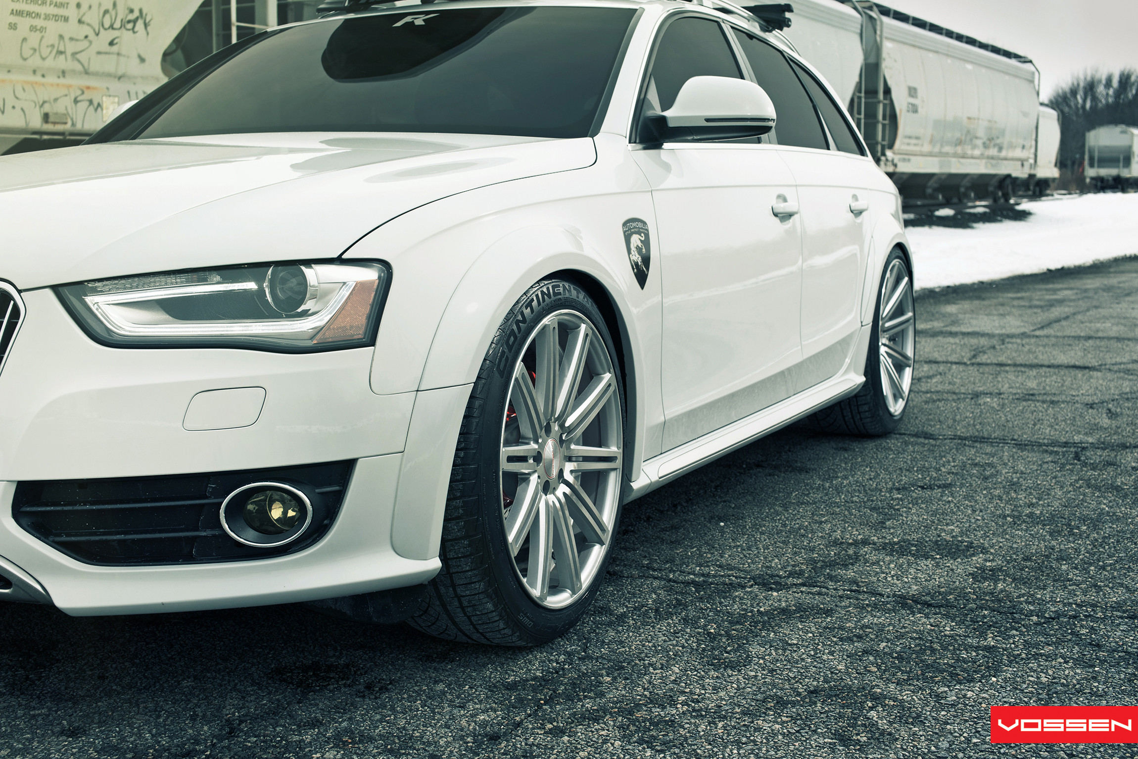 White Audi A4 with LED-Bar Style Headlights - Photo by Vossen