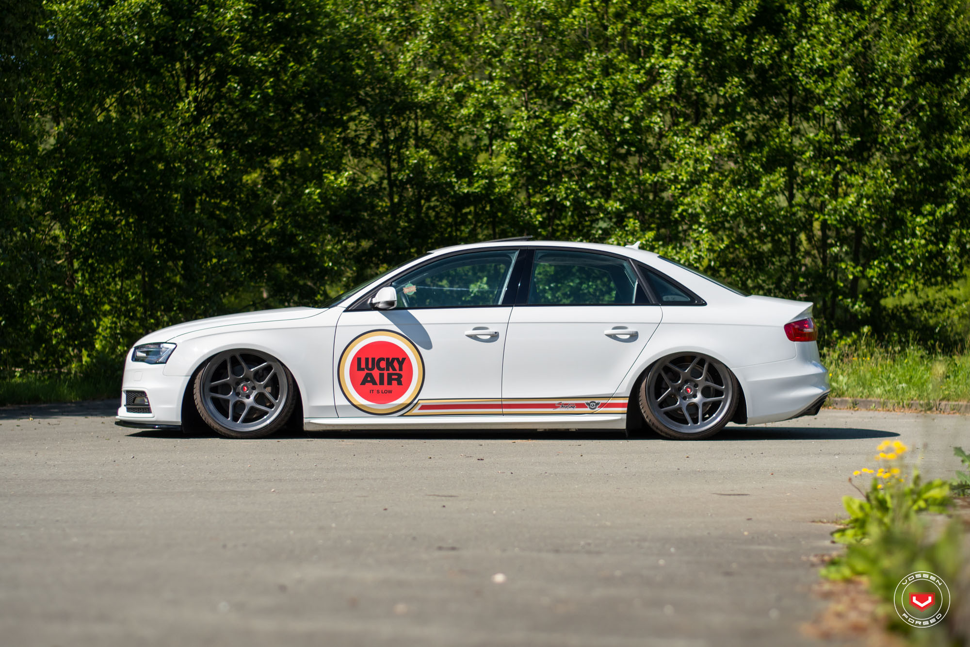 Gunmetal Forged Vossen Wheels on White Audi A4 - Photo by Vossen