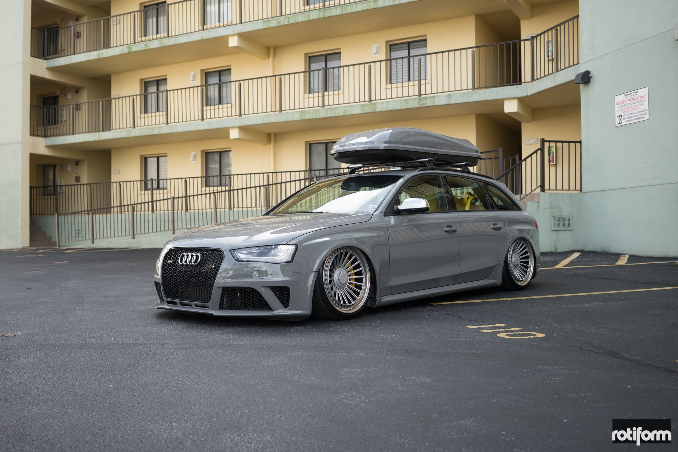 Gray Audi A4 with Black Mesh Grille - Photo by Rotiform