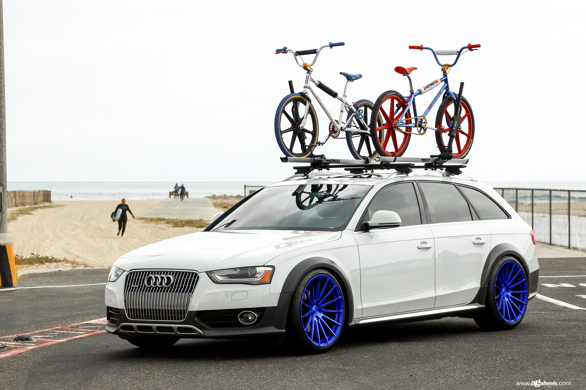 White Audi A4 Wagon with Bike Rack - Photo by Avant Garde Wheels