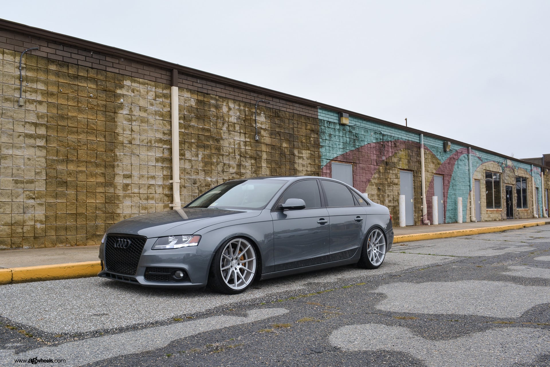 Blacked Out Grille on Gray Audi A4 - Photo by Avant Garde Wheels