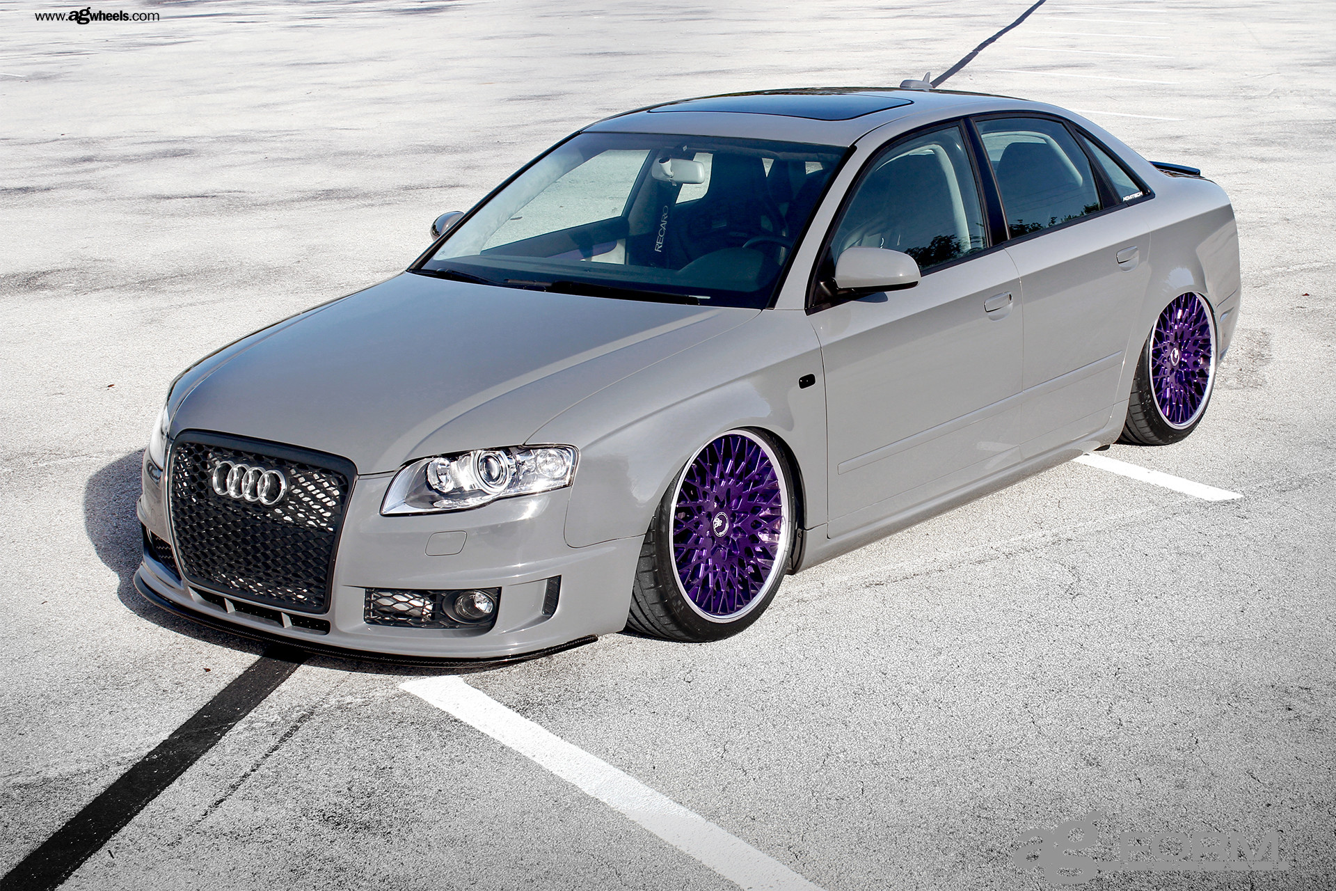 Carbon Fiber Front Lip on Gray Audi A4 - Photo by Avant Garde Wheels