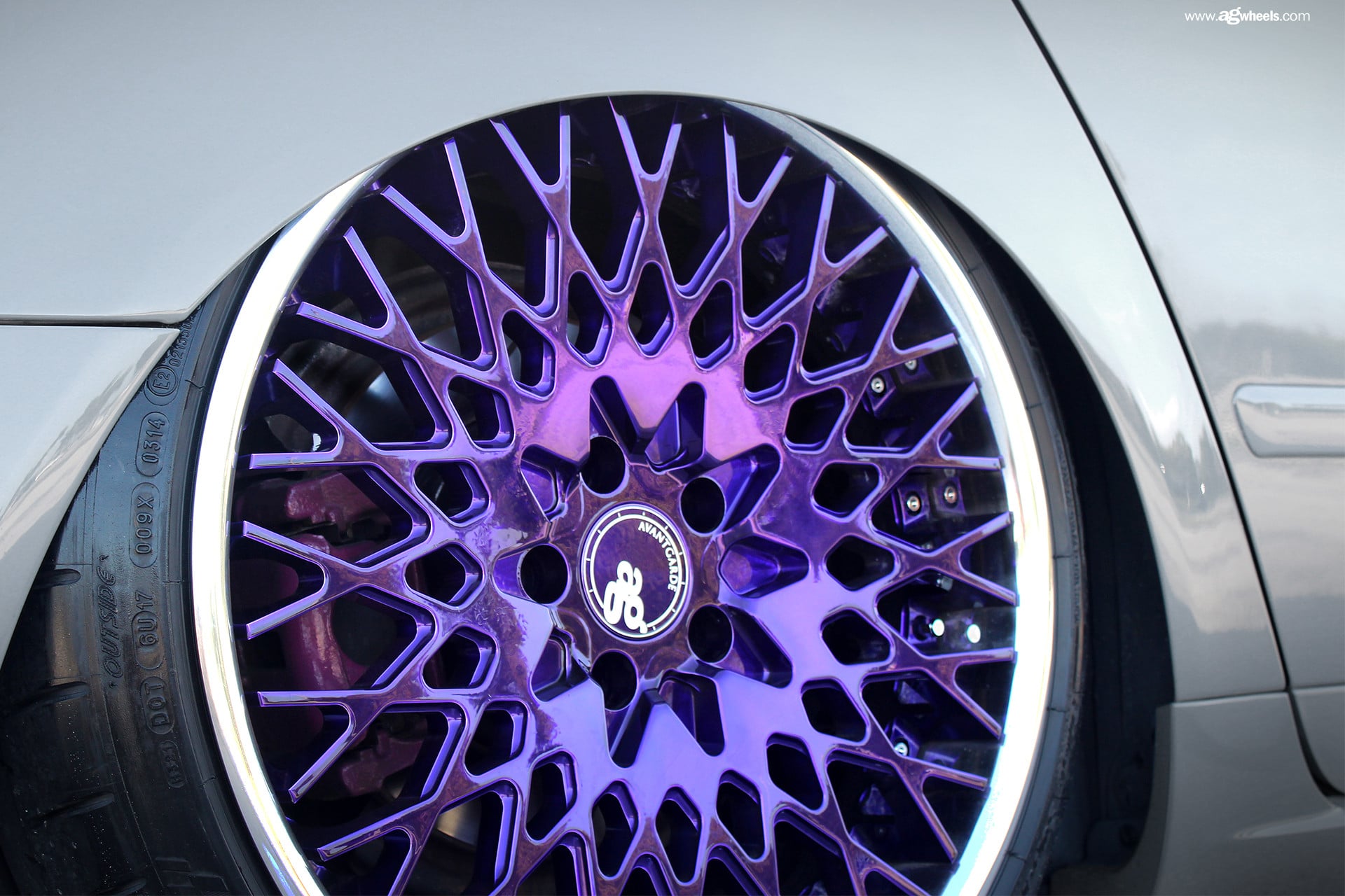 Gray Audi A4 with Custom Purple Avant Garde Rims - Photo by Avant Garde Wheels