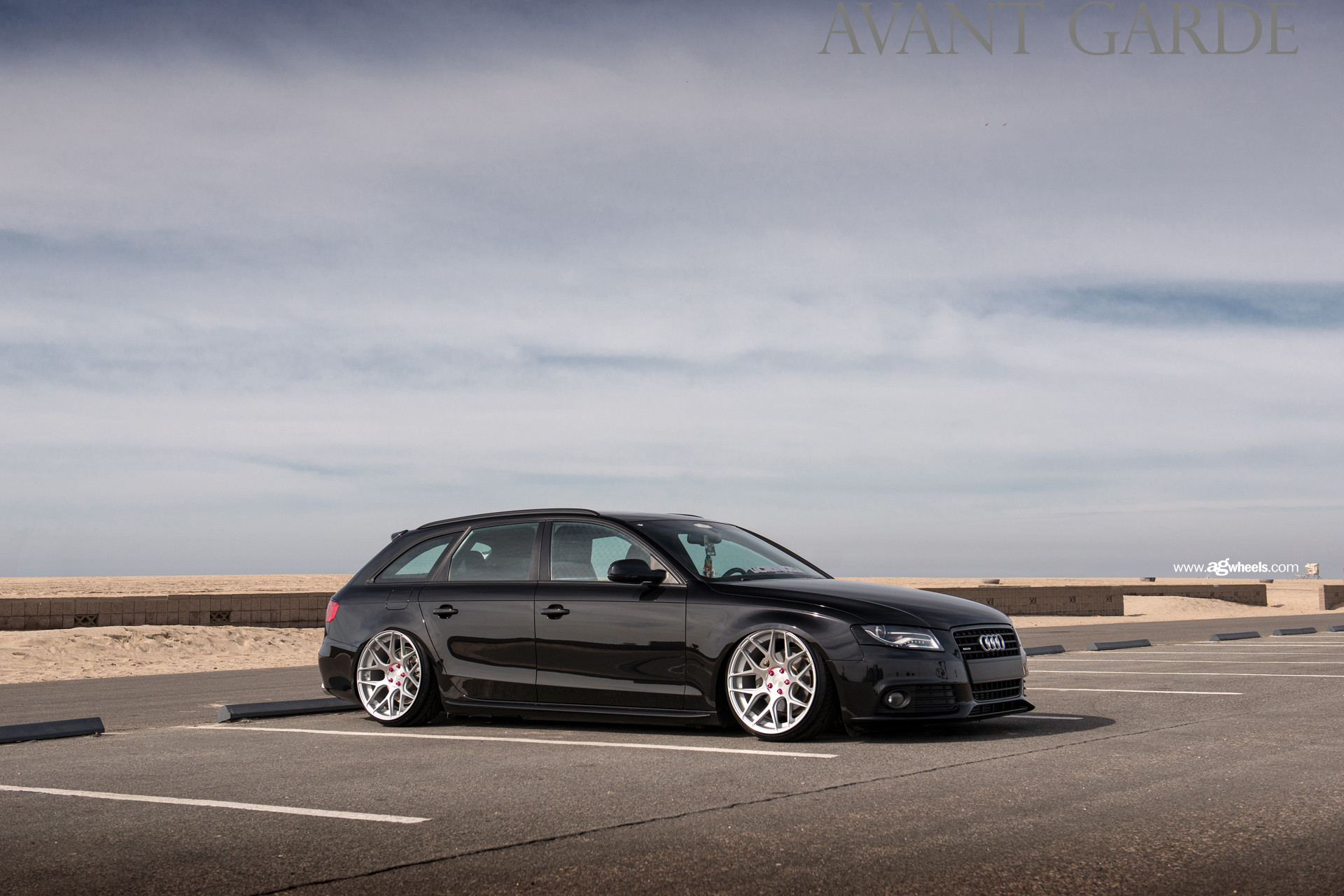 Polished Avant Garde Wheels on Black Audi A4 - Photo by Avant Garde Wheels