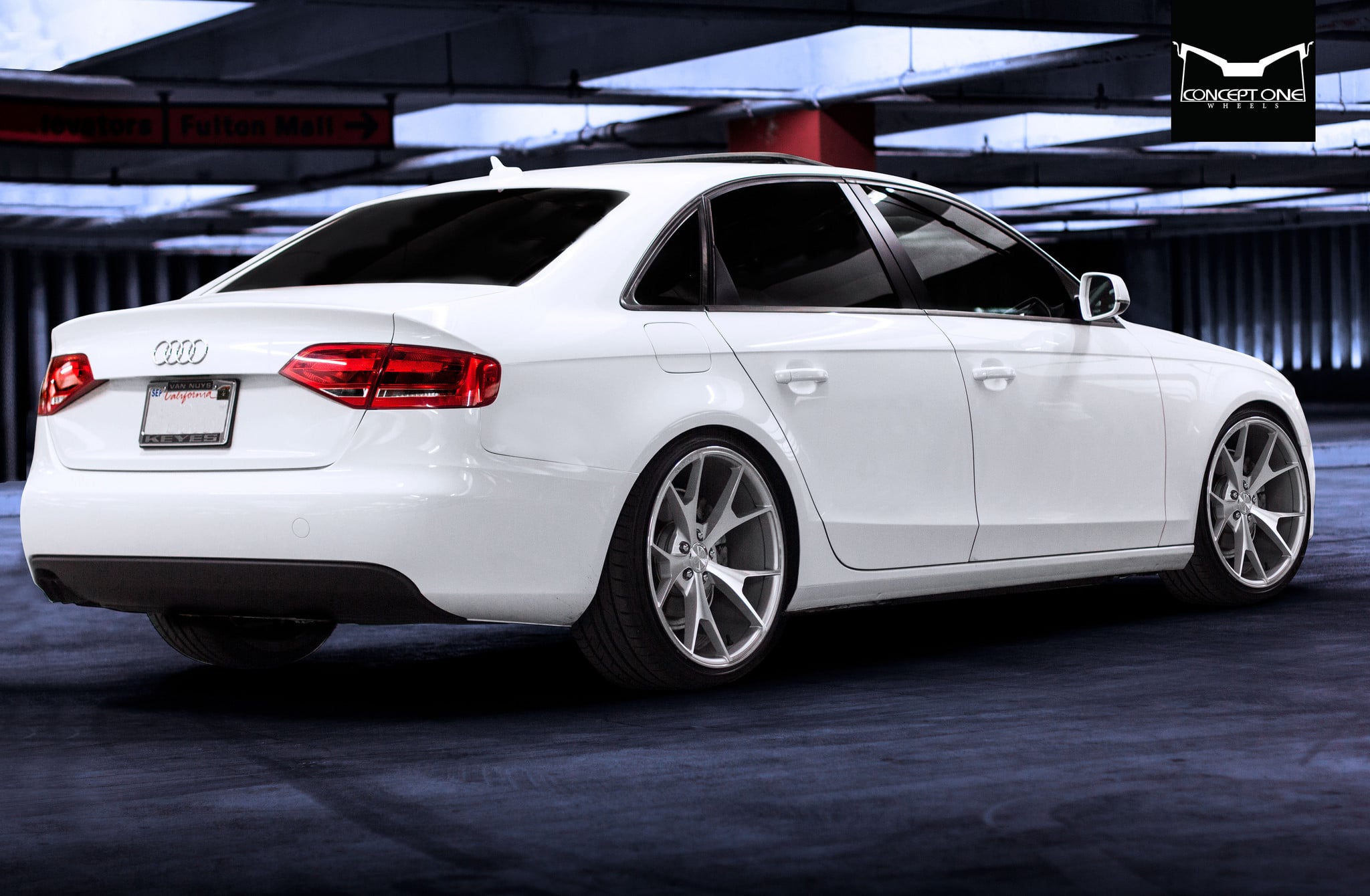 Red LED Taillights on White Audi A4 - Photo by Concept One