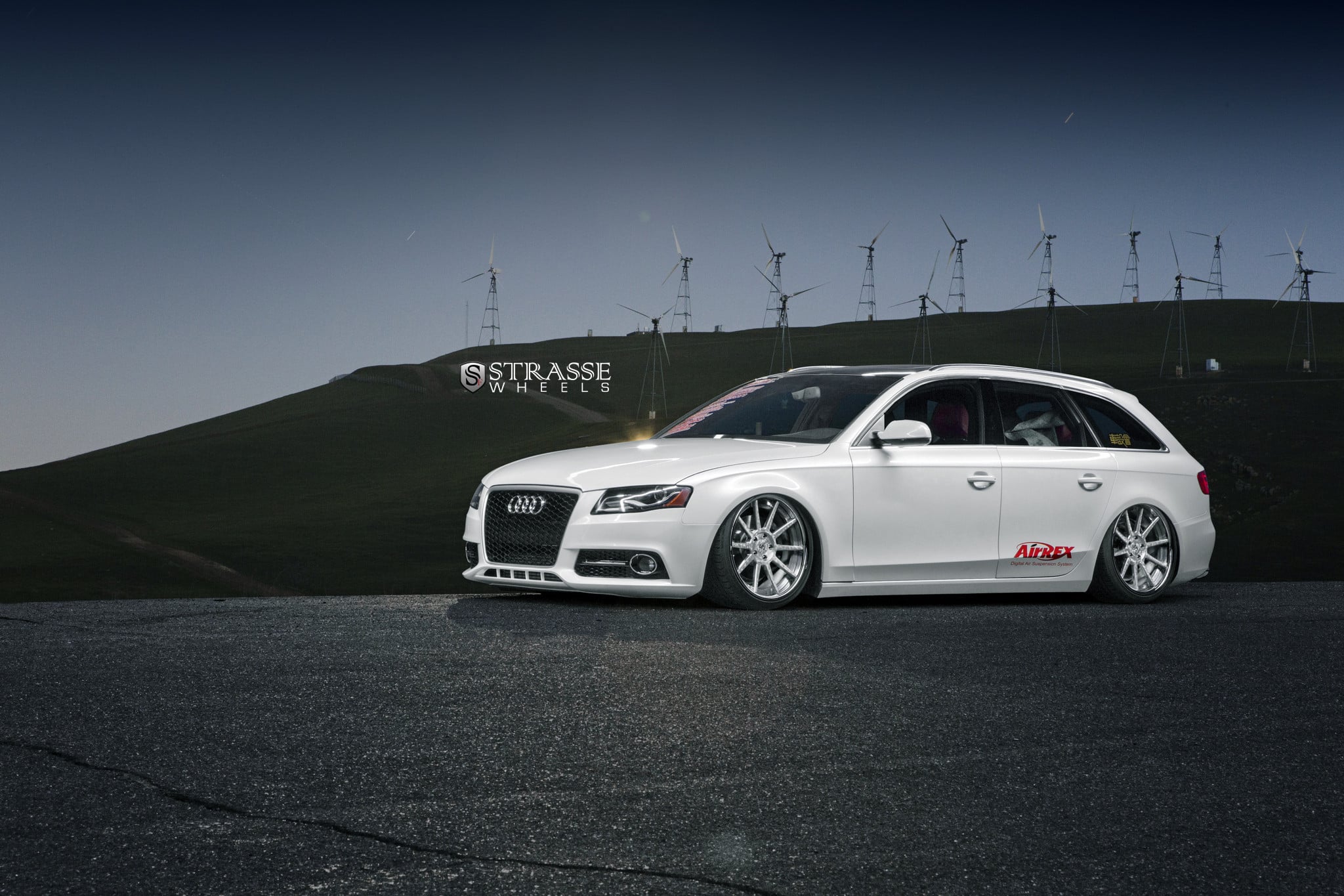 Front Bumper with LED Lights on White Audi A4 - Photo by Strasse Forged
