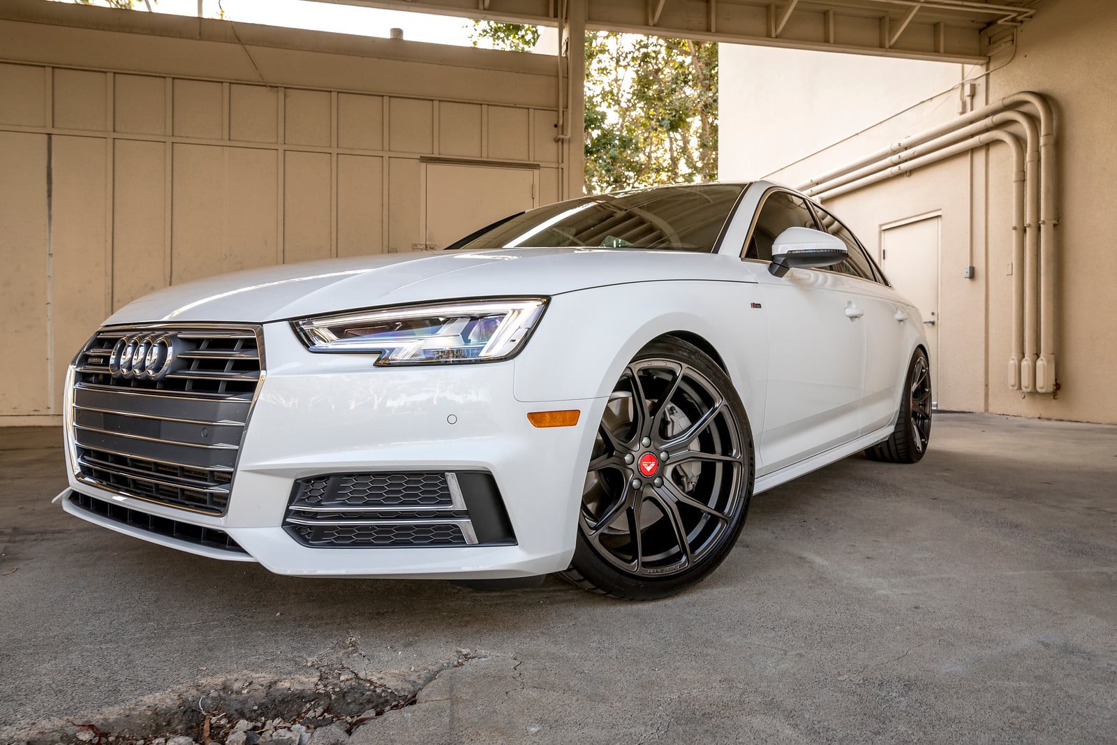 White Audi A4 with Aftermarket Front Bumper - Photo by Vorstiner