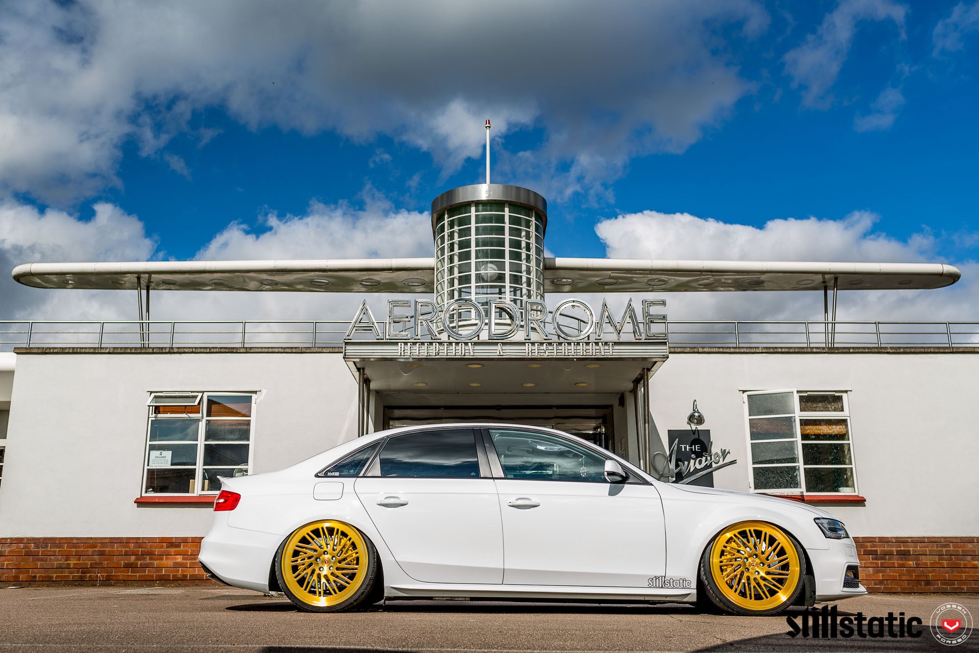 Vossen Forged Imperial Gold Rims on White Audi A4 - Photo by Vossen