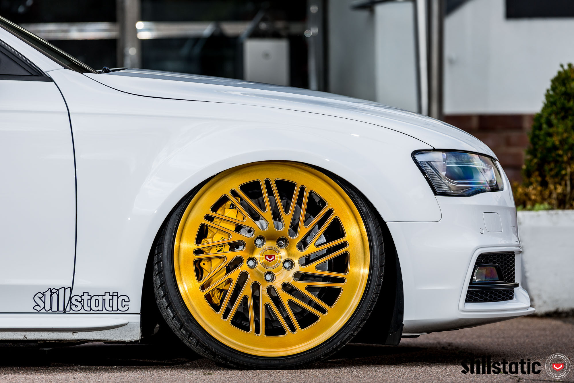 Brushed Vossen Wheels with Still Static Brakes on Audi A4 - Photo by Vossen