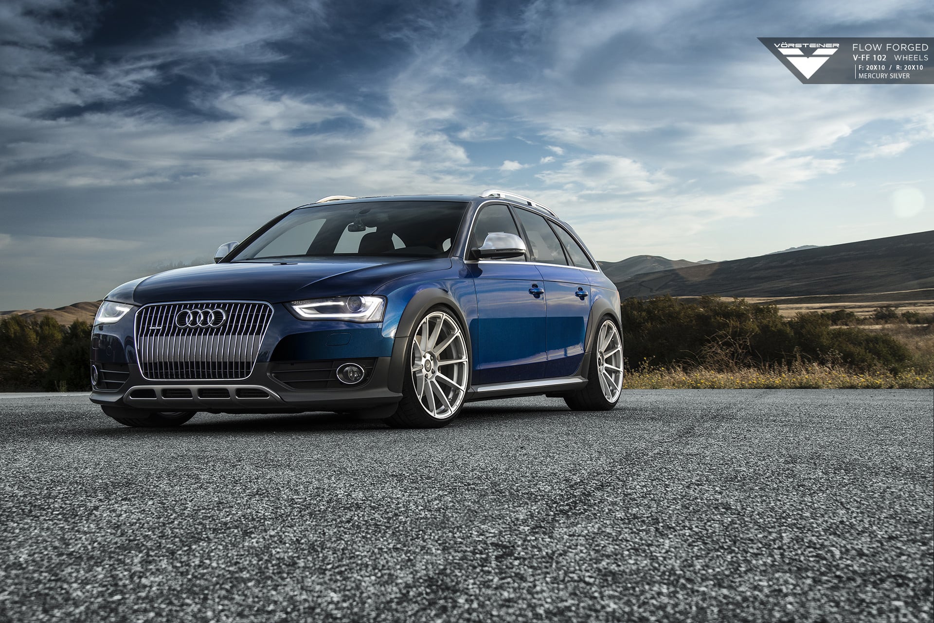 Blue Audi A4 with Chrome Billet Grille - Photo by Vorstiner