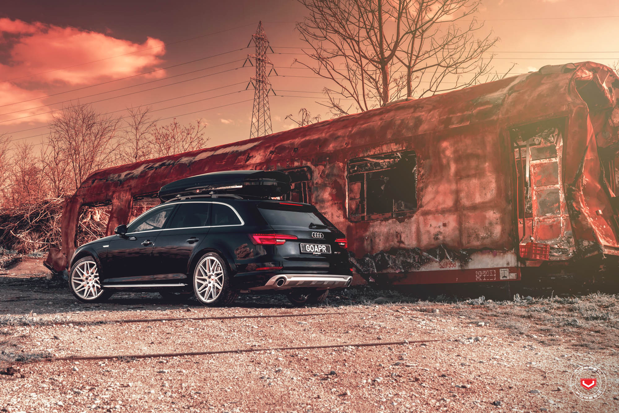 Chrome Rear Diffuser on Black Audi A4 - Photo by Vossen