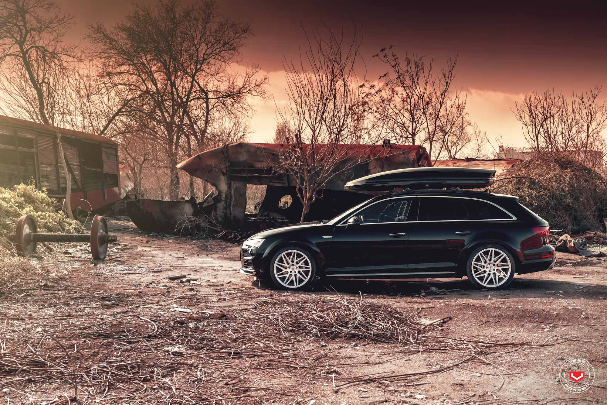 Custom Black Audi A4 Side Skirts - Photo by Vossen