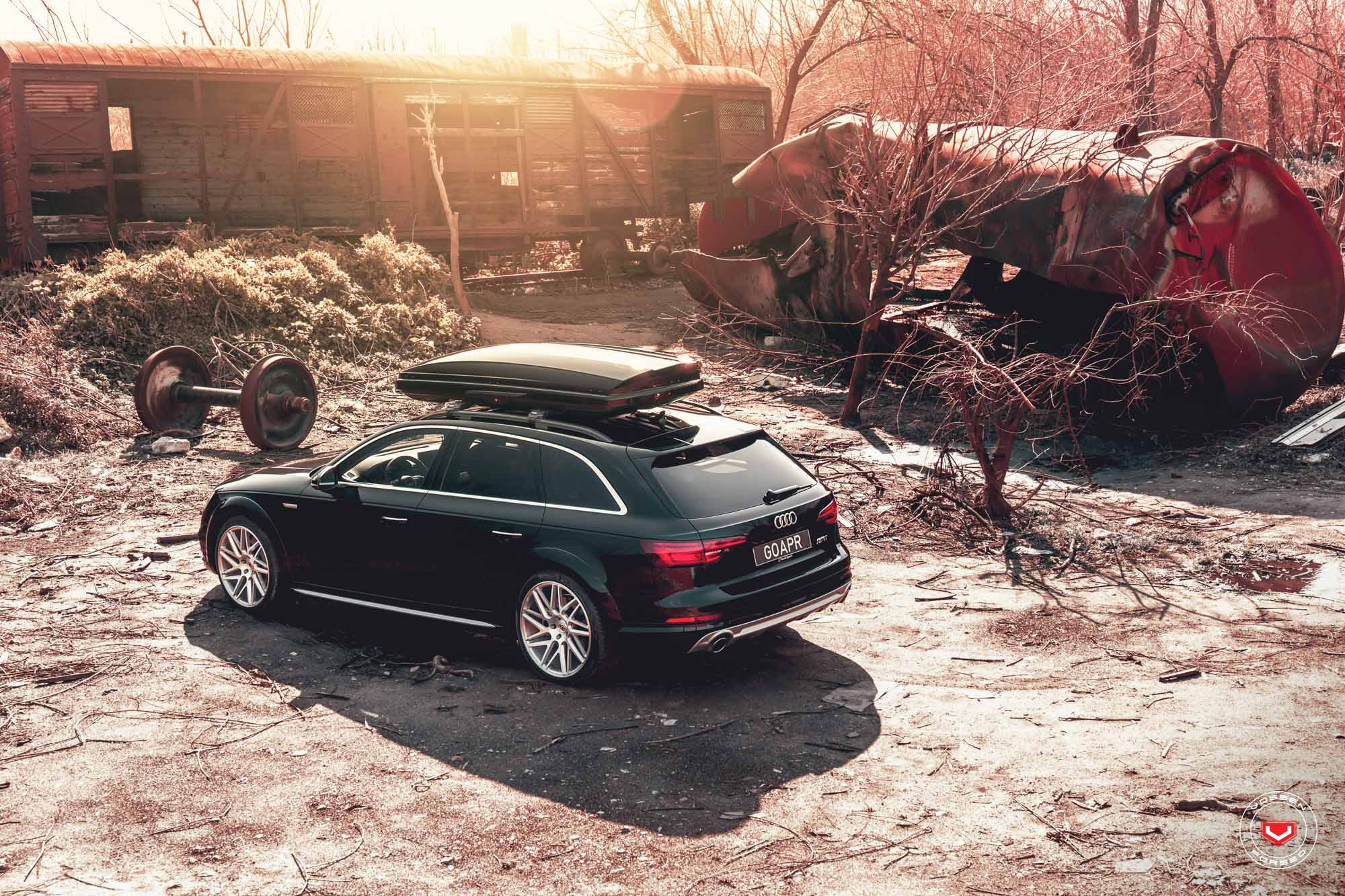 Red LED Taillights on Black Audi A4 - Photo by Vossen