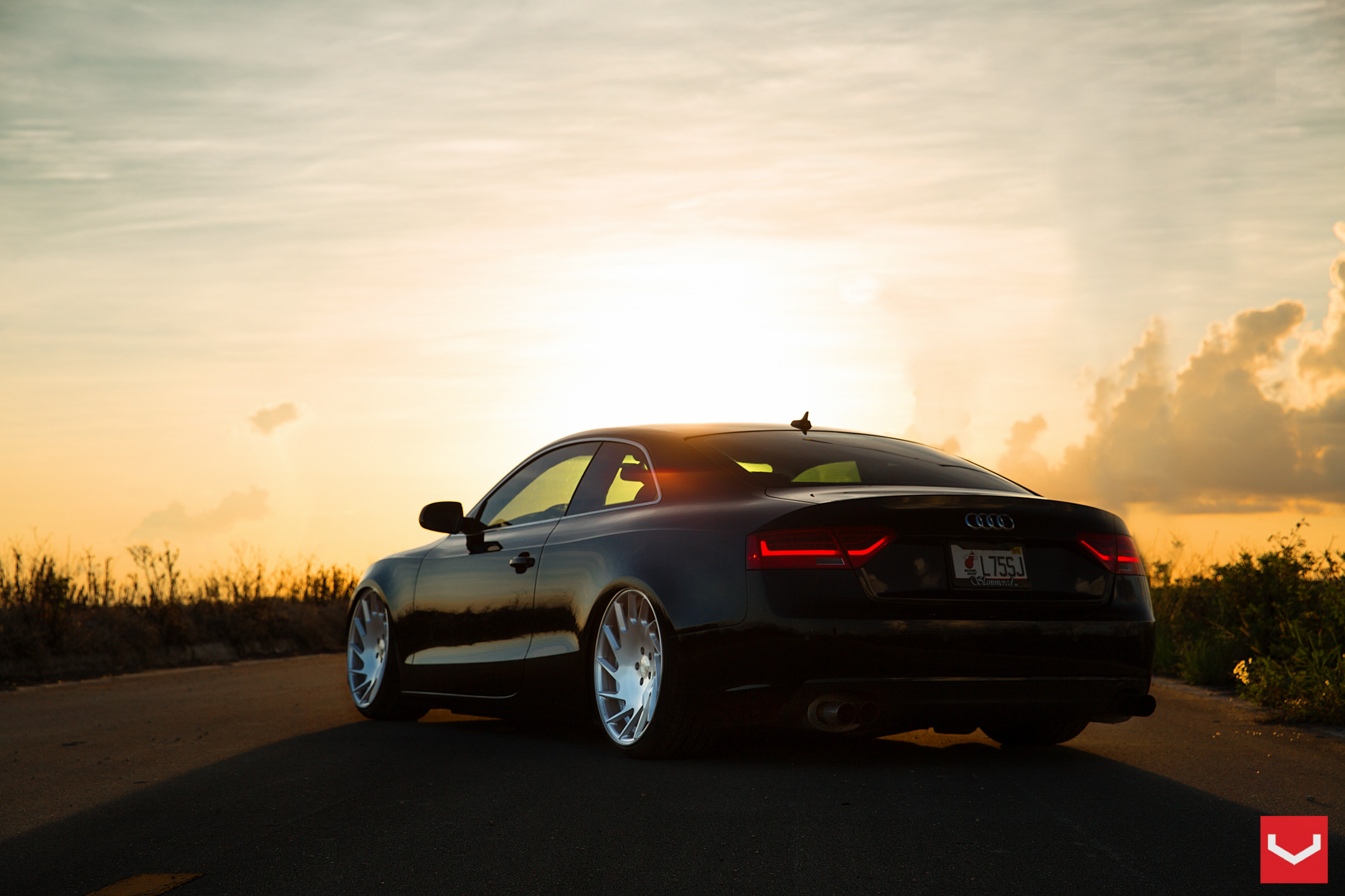 Custom Rear Diffuser with Dual Exhaust Tips on Audi A5 - Photo by Vossen