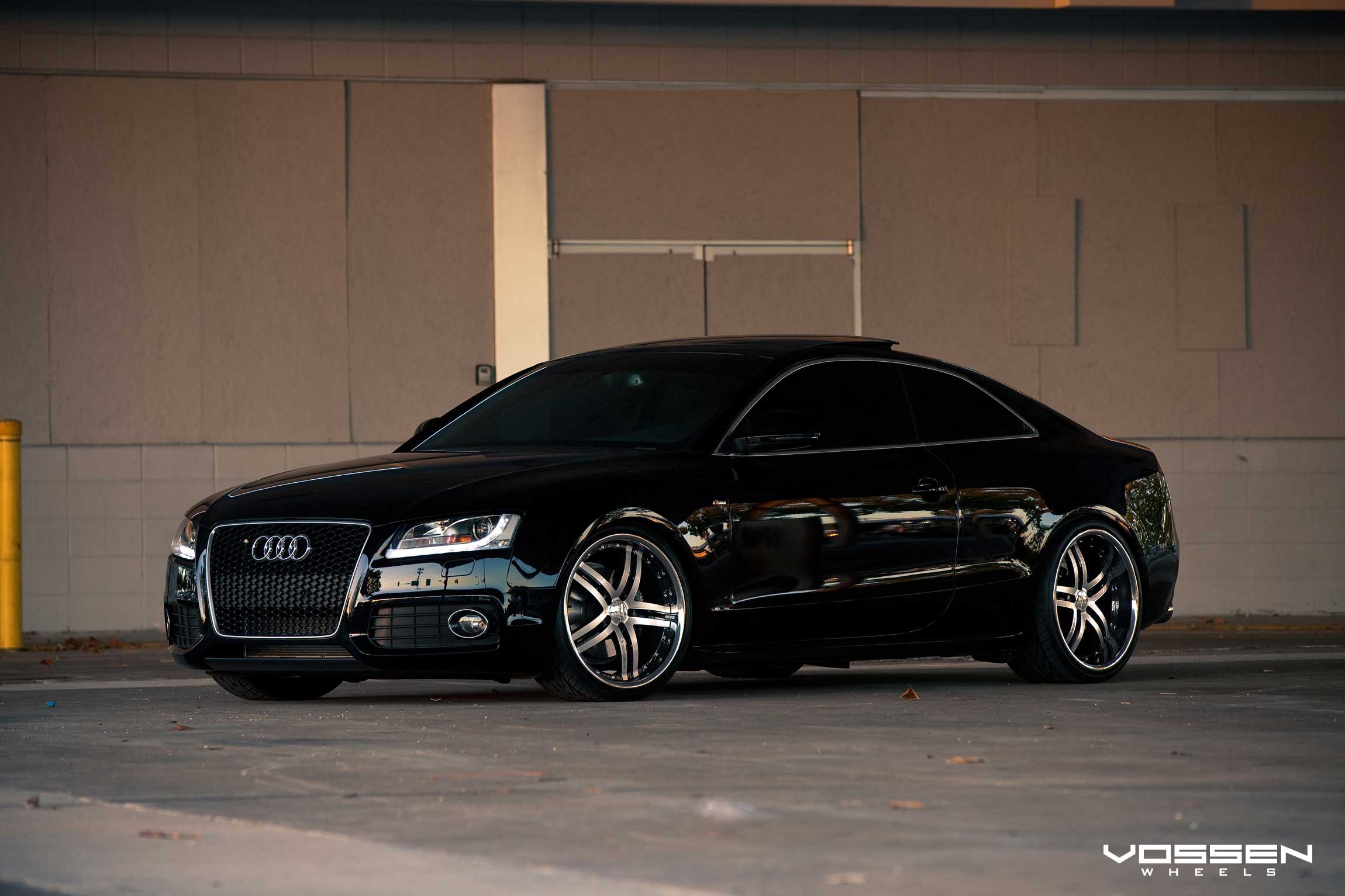 Custom LED-Bar Style Headlights on Black Audi A5 - Photo by Vossen