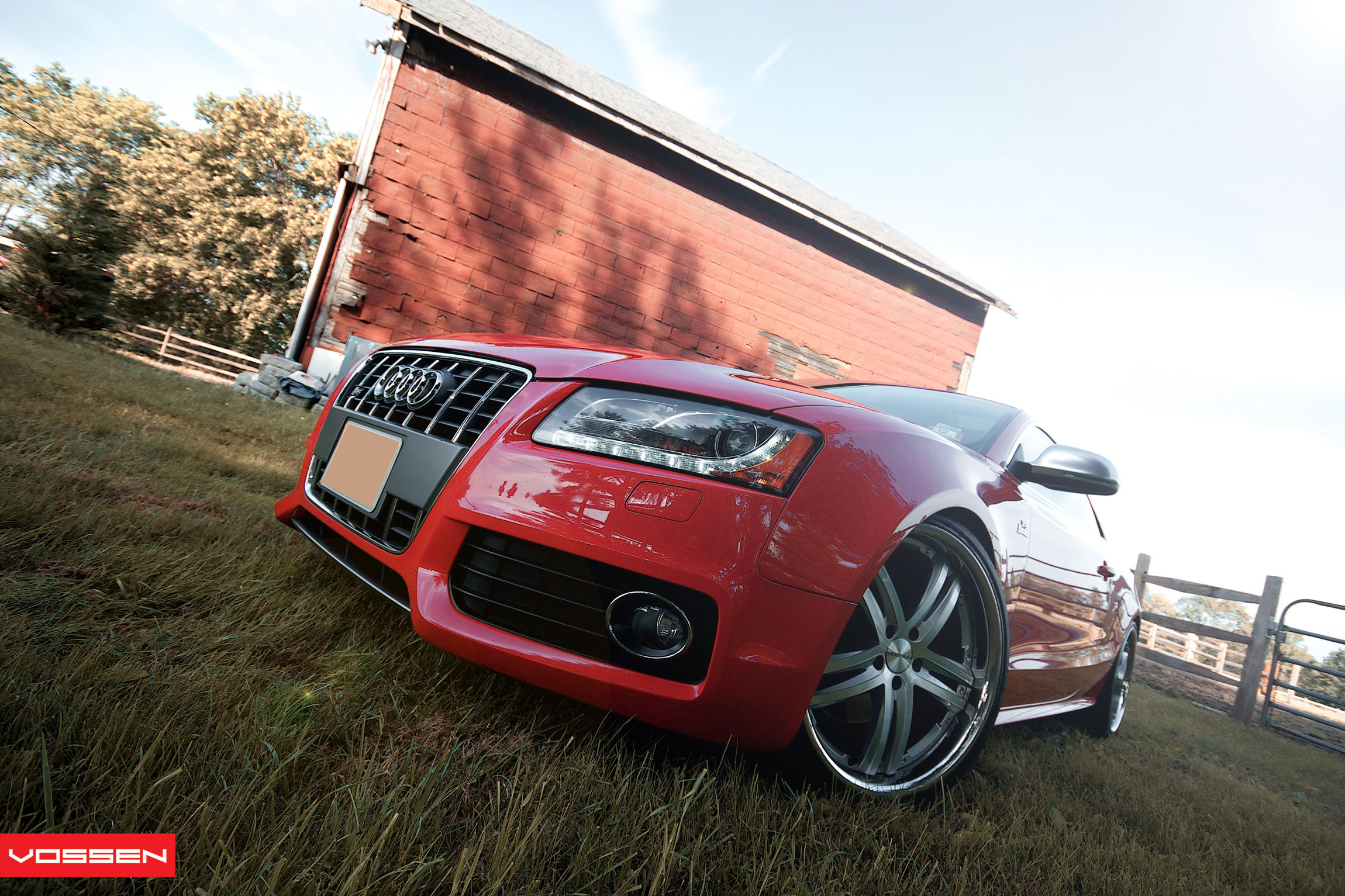 Custom Red Audi A5 with LED Headlights - Photo by Vossen