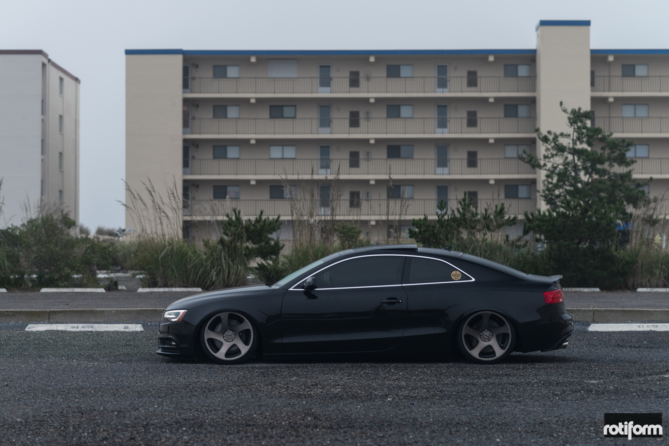 Aftermarket Side Skirts on Black Audi A5 - Photo by Rotiform