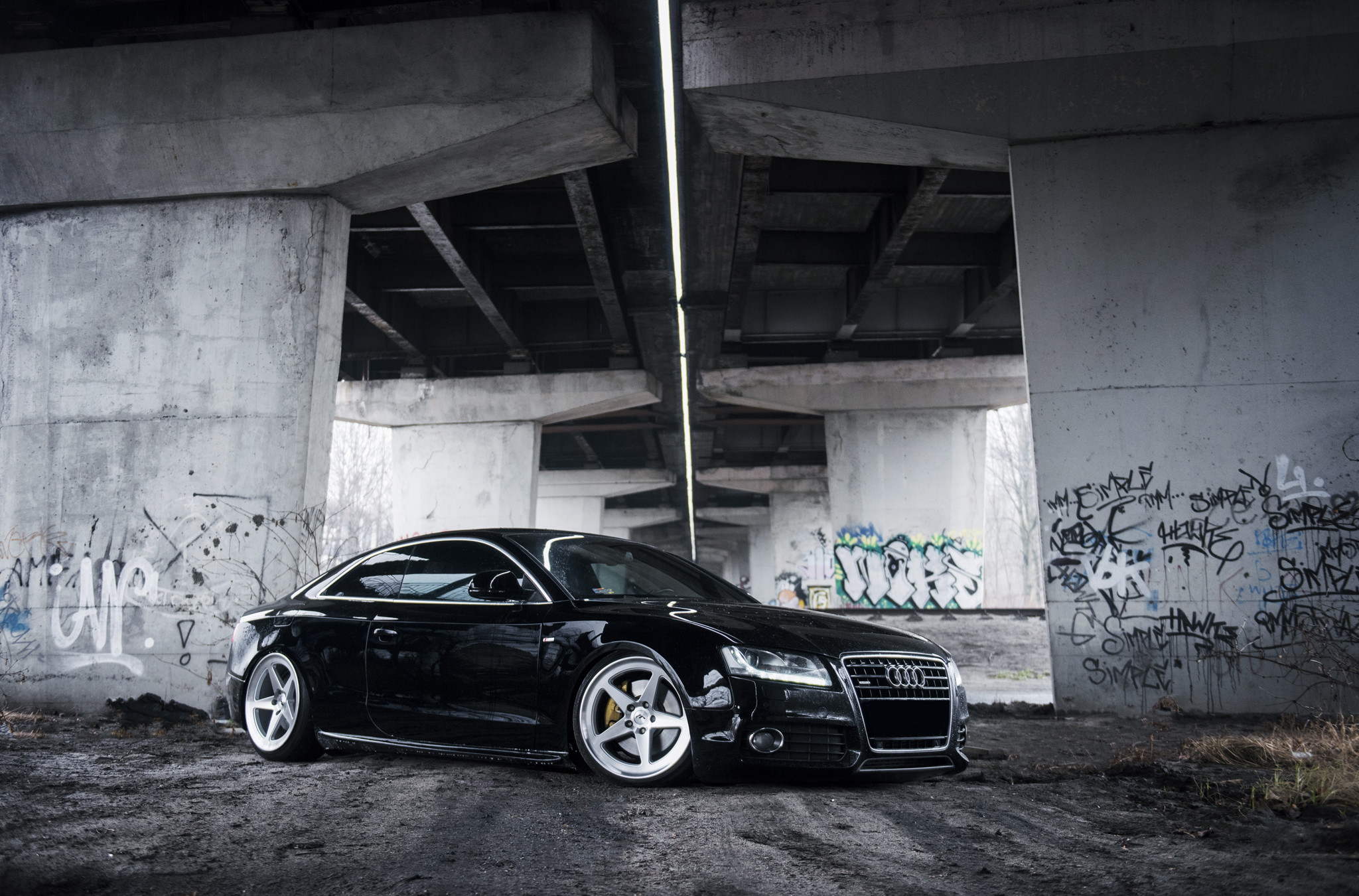 Custom LED Headlights on Black Audi A5 - Photo by JR Wheels
