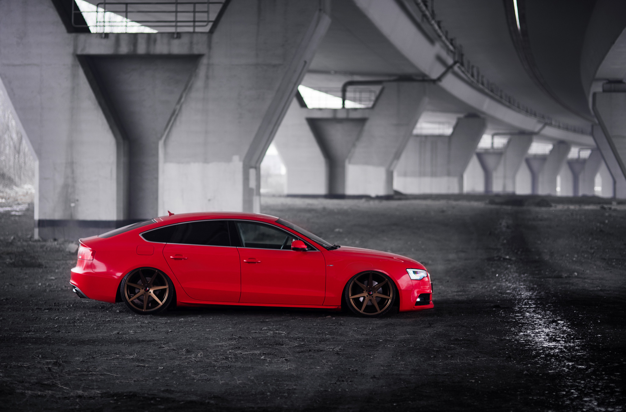 Red Audi A5 with Custom Side Skirts - Photo by JR Wheels