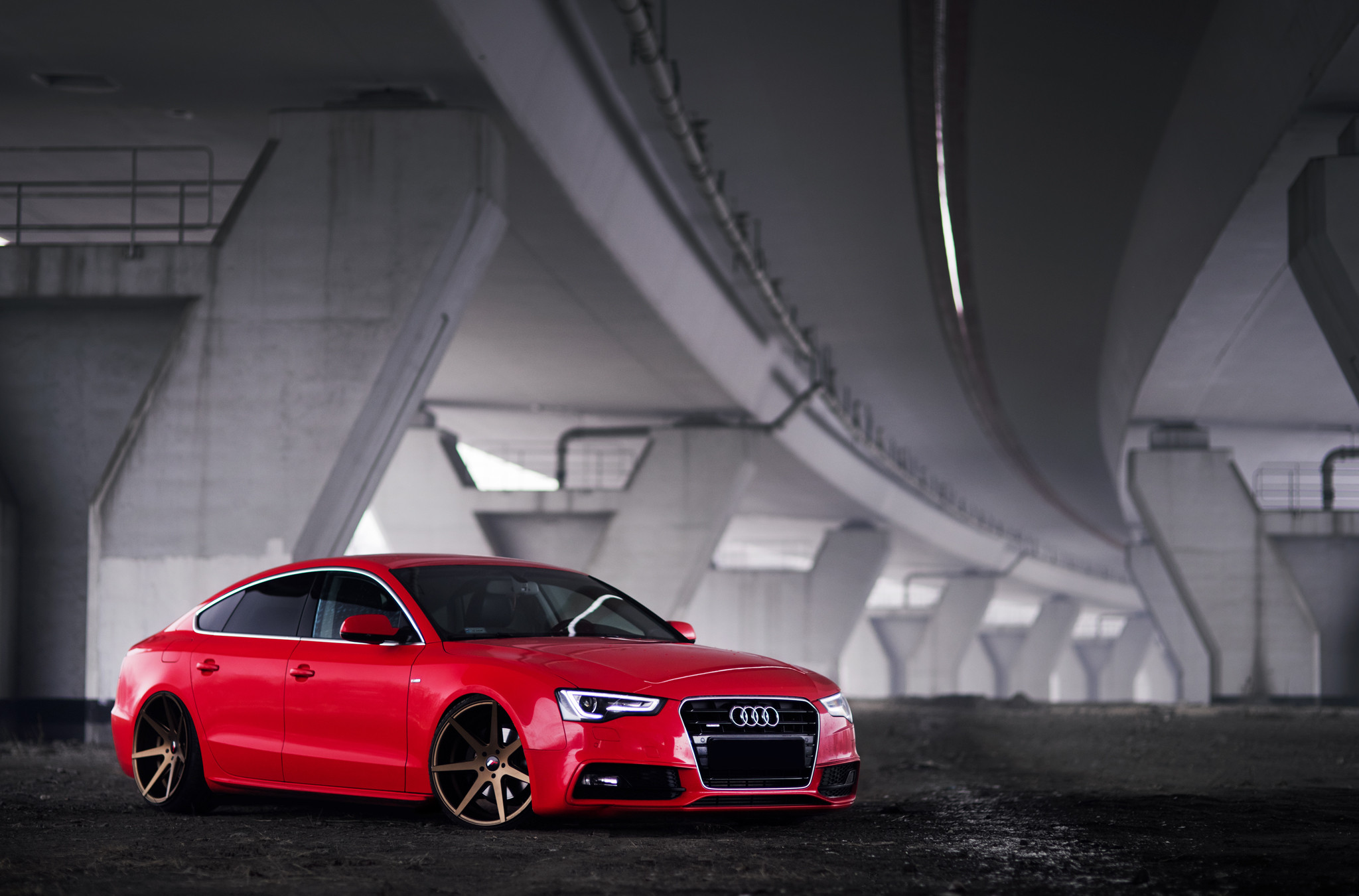 Aftermarket LED-Bar Style Headlights on Red Audi A5 - Photo by JR Wheels
