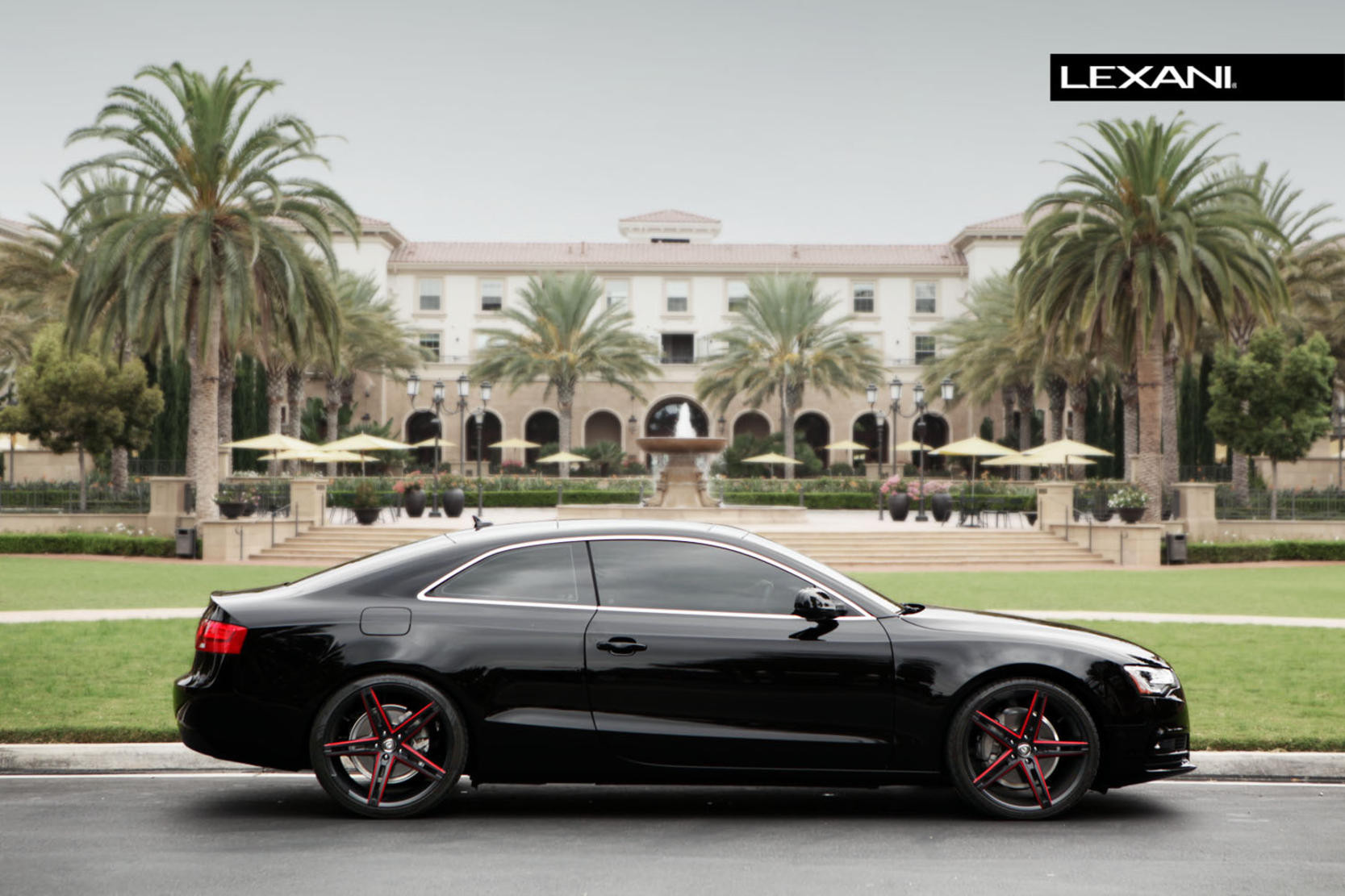Black Rims with Red Accents on Custom Audi A5 - Photo by Lexani