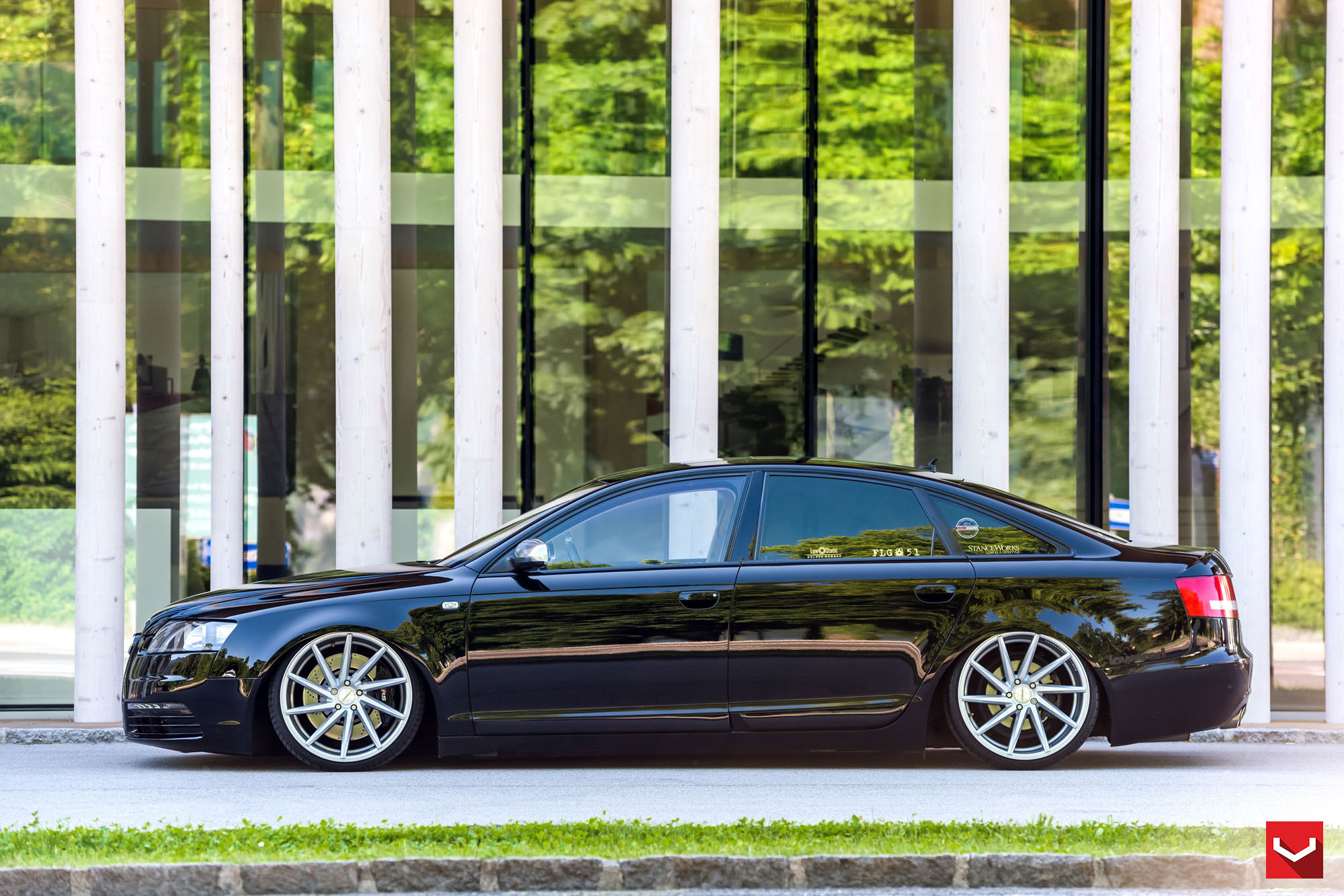 Black Stanced Audi A6 on Vossen Wheels - Photo by Vossen