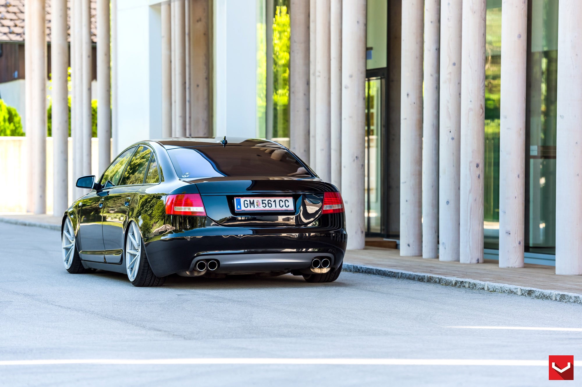 Custom Rear Bumper Cover on Black Audi A6 - Photo by Vossen