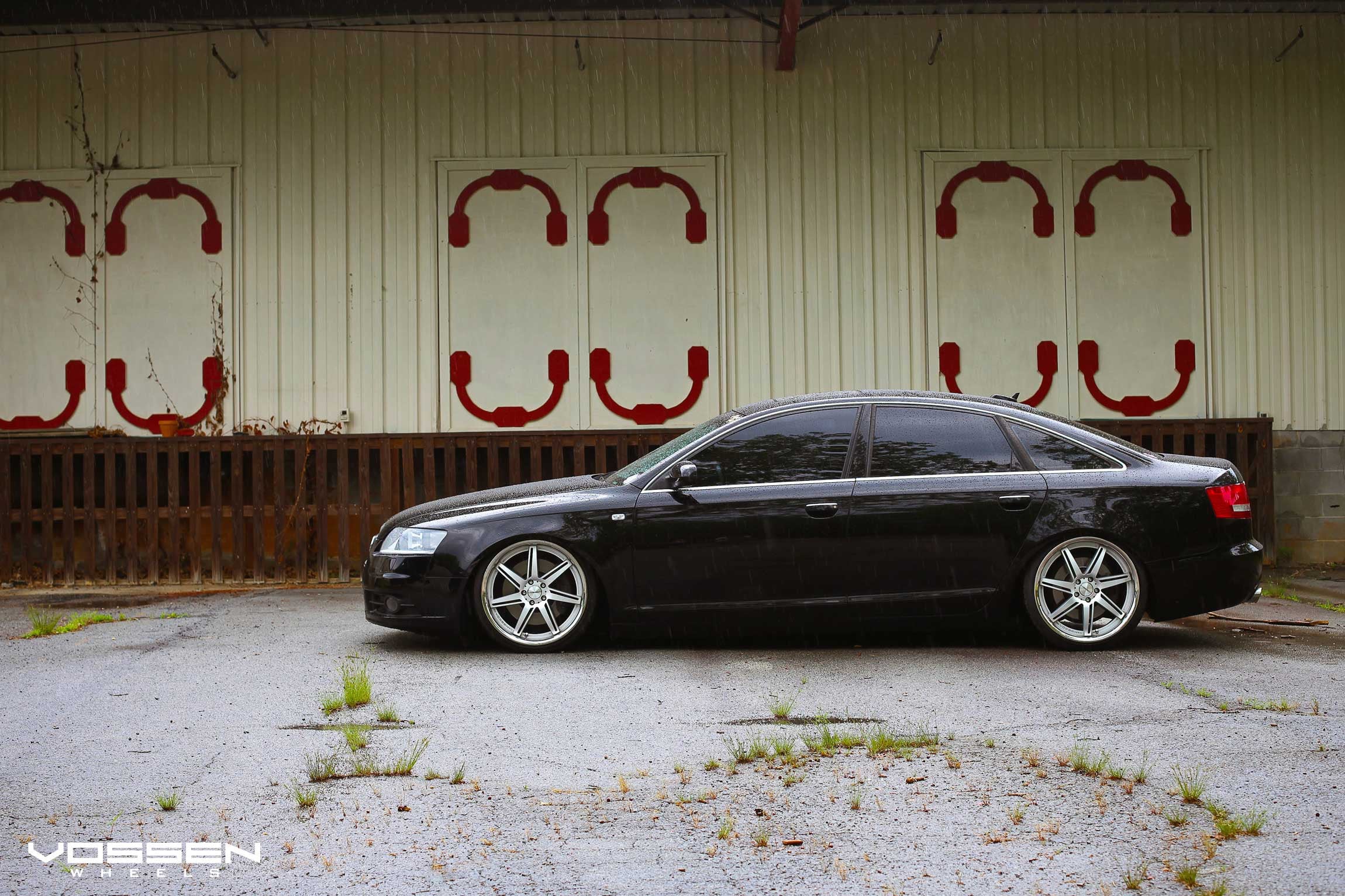 Chrome Vossen Wheels on Black Lowered Audi A6 - Photo by Vossen