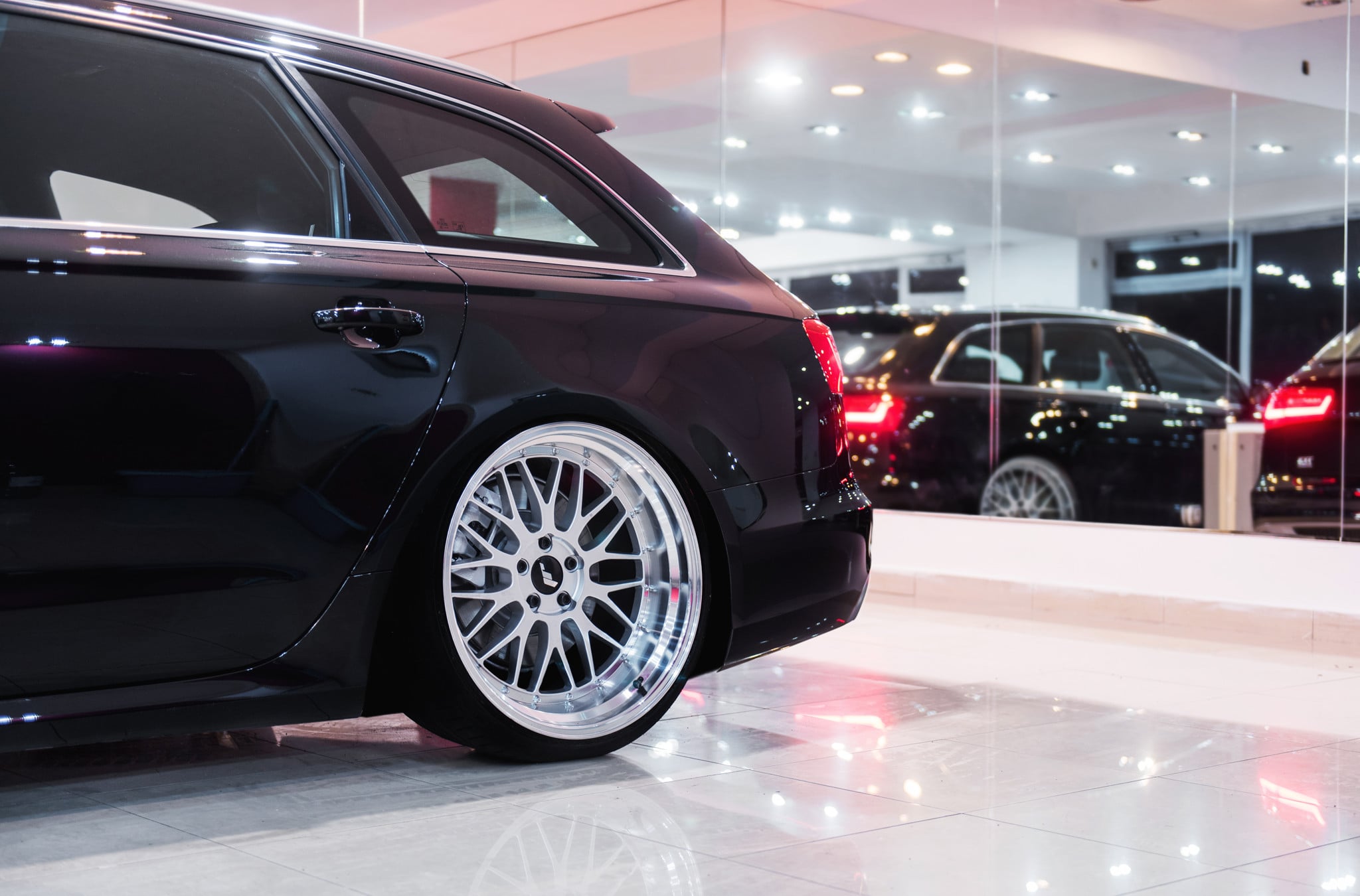 Chrome JR Wheels on Black Audi A6 - Photo by JR Wheels