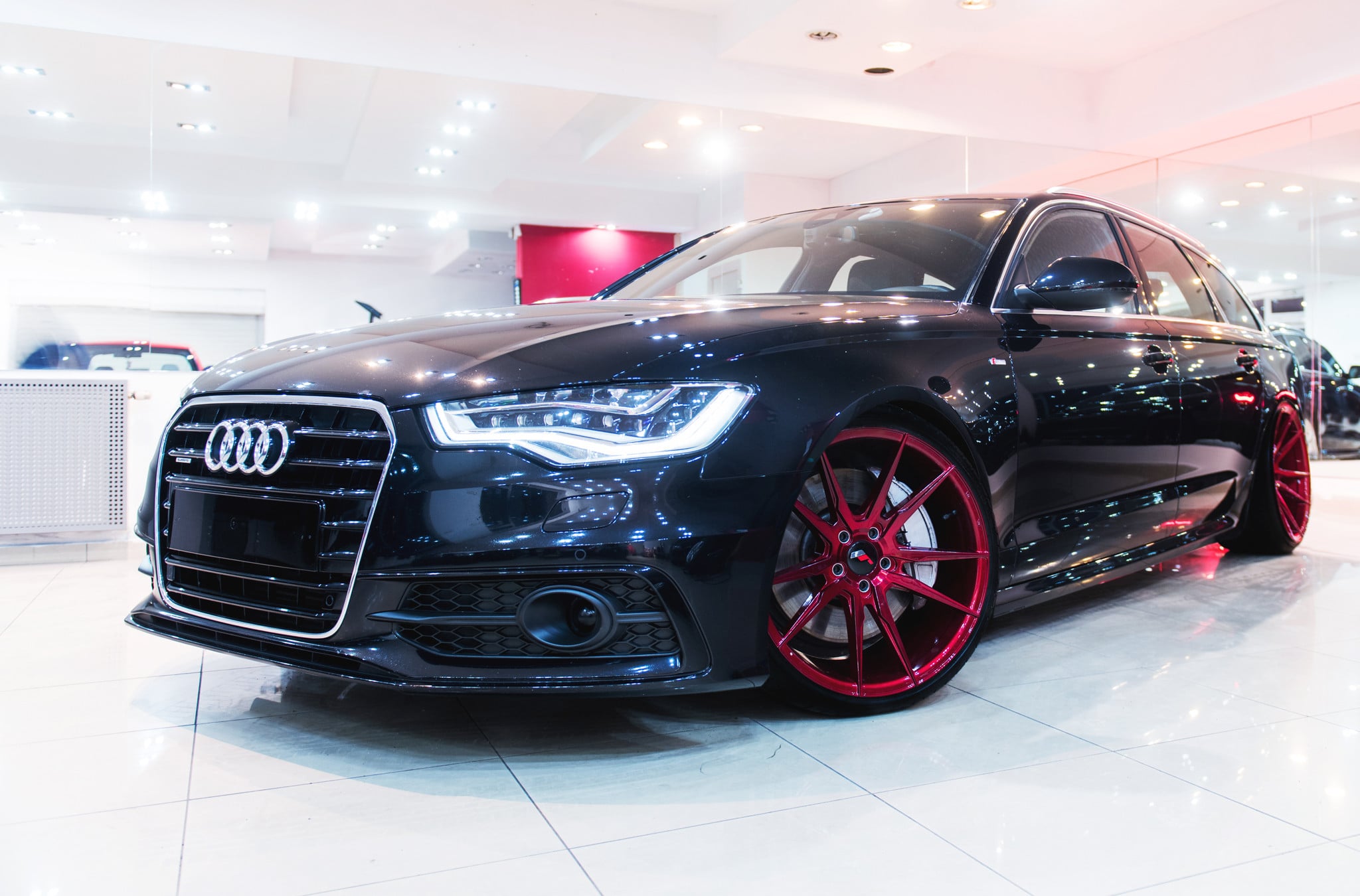 Black Audi A6 with Custom LED Headlights - Photo by JR Wheels
