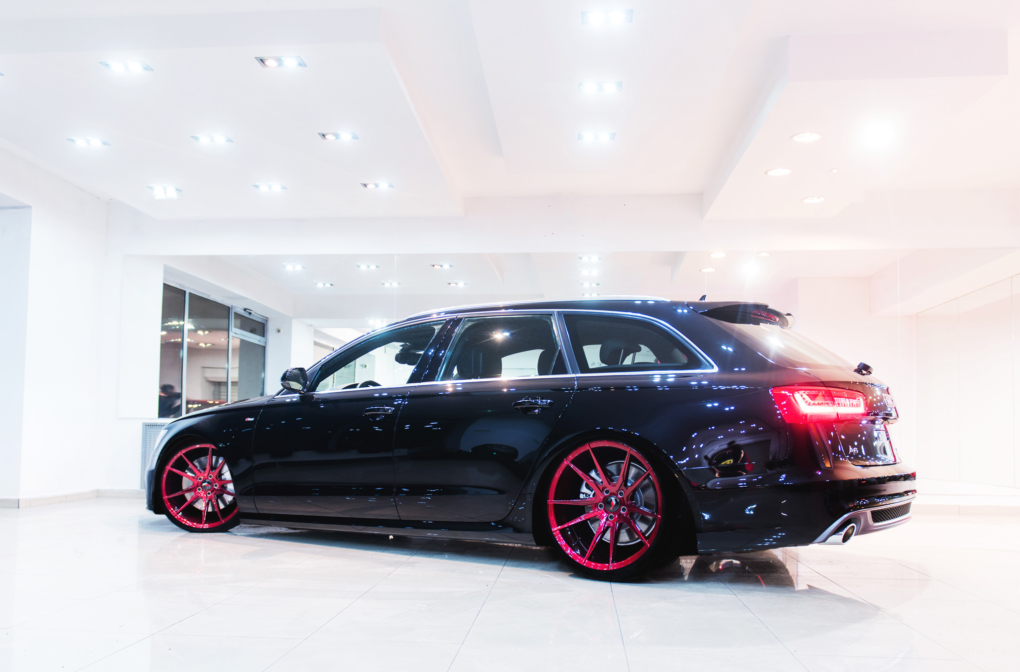 Roofline Spoiler with Light on Black Audi A6 - Photo by JR Wheels