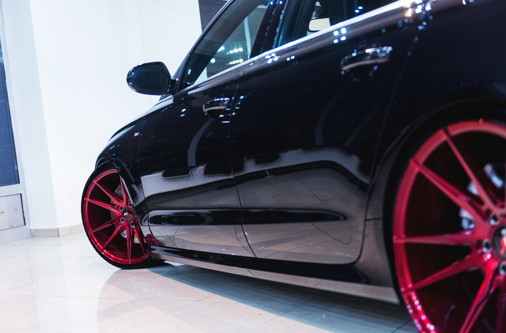 Black Audi A6 with Aftermarket Side Skirts - Photo by JR Wheels