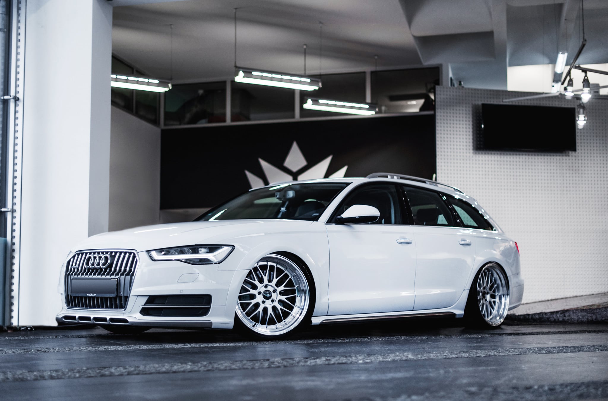 White Audi A6 with Custom LED Headlights - Photo by JR Wheels