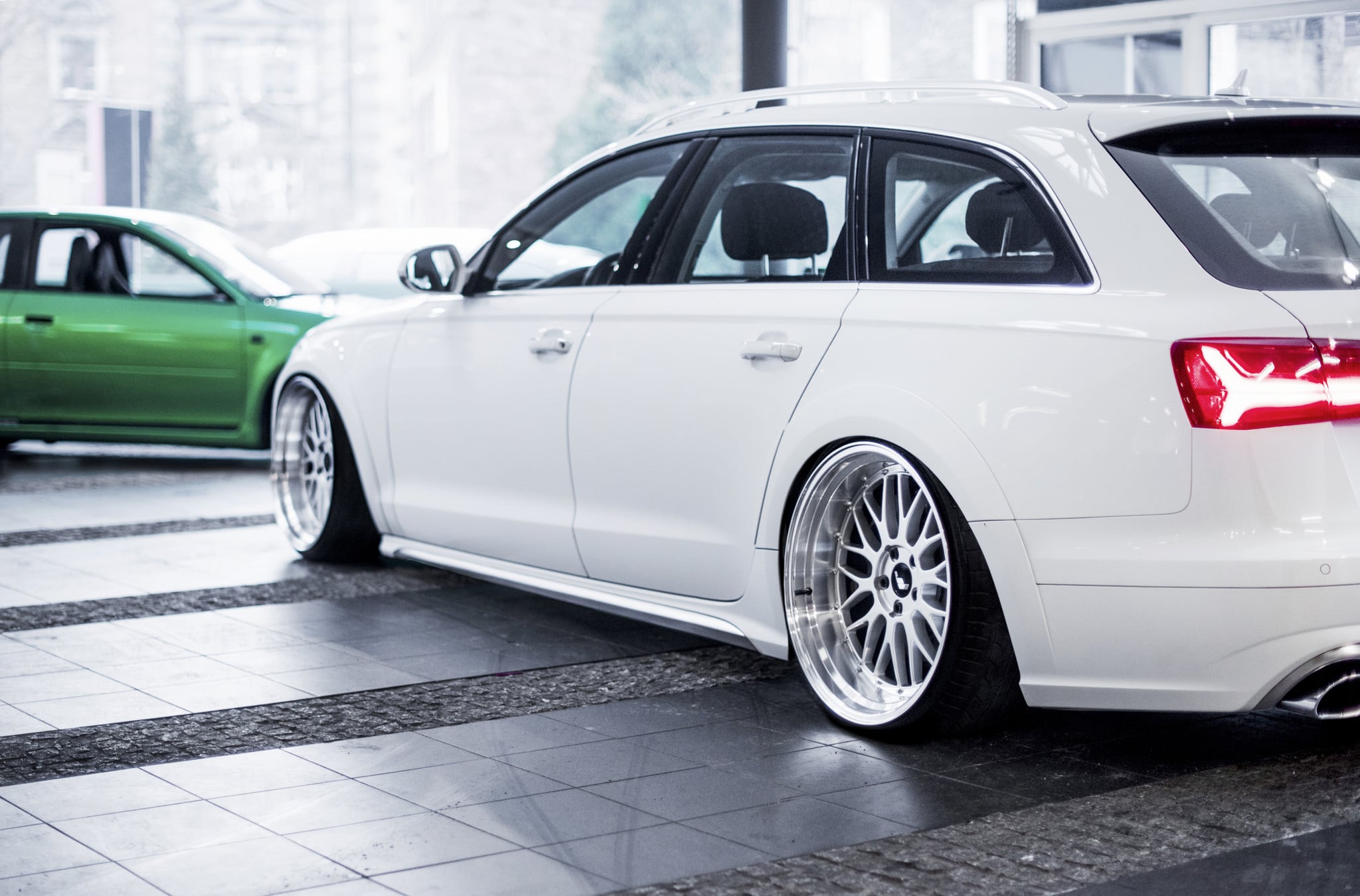 Custom White Audi A6 Side Skirts - Photo by JR Wheels