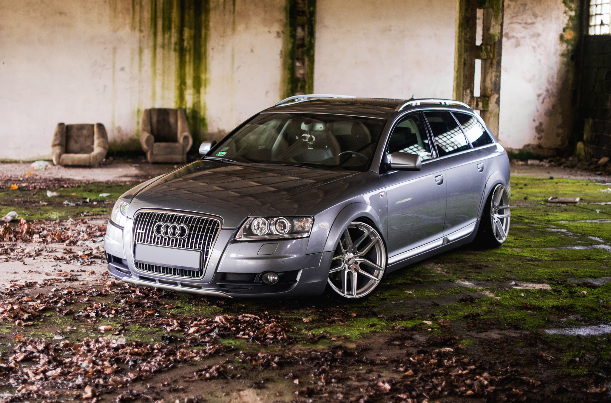 Gray Audi A6 with Aftermarket Halo Headlights - Photo by JR Wheels