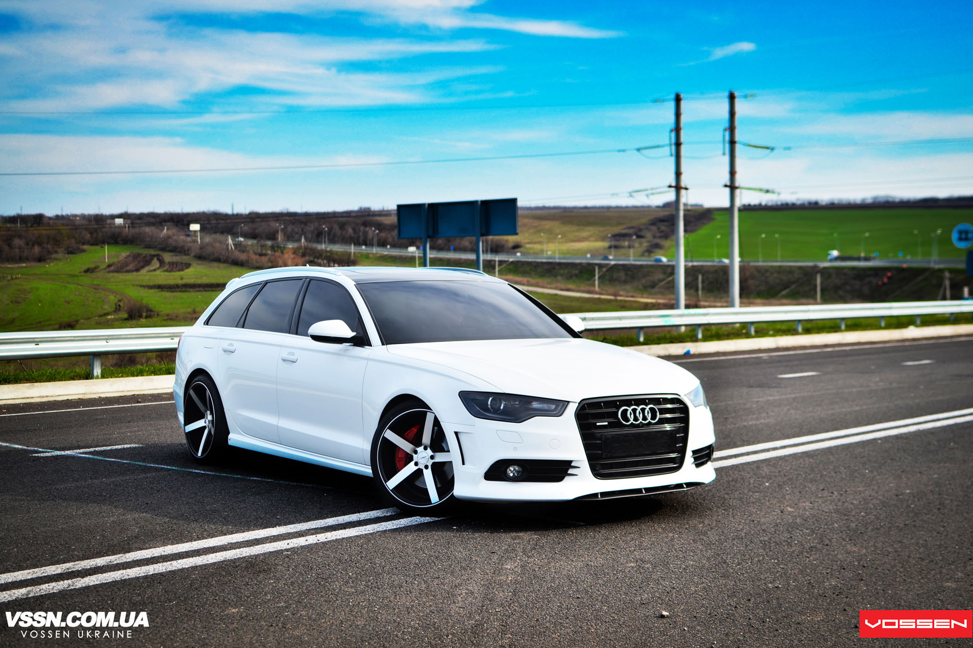 White Audi A6 with Aftermarket Front Bumper Cover - Photo by Vossen