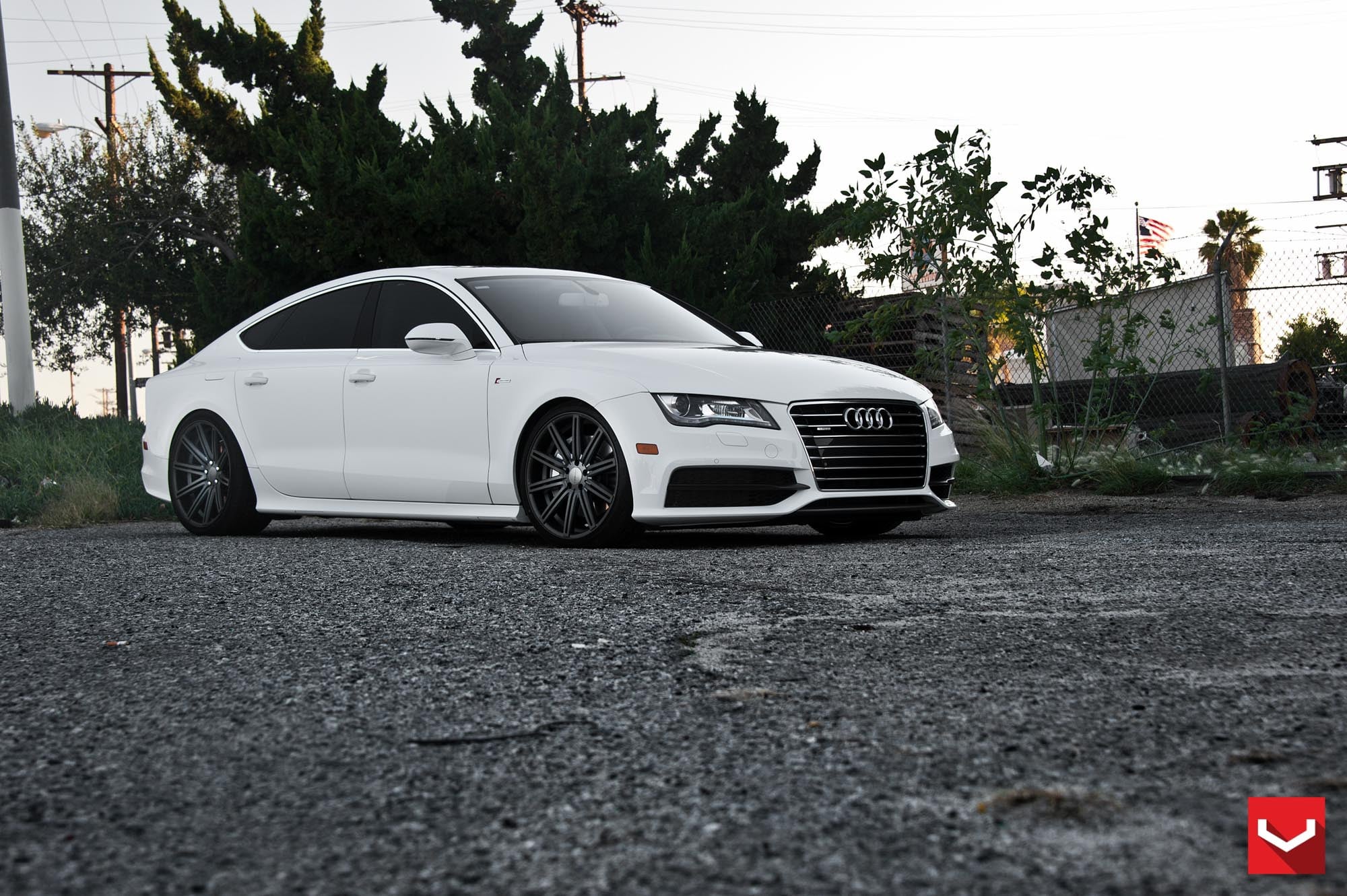 White Audi A7 with Custom LED Headlights - Photo by Vossen