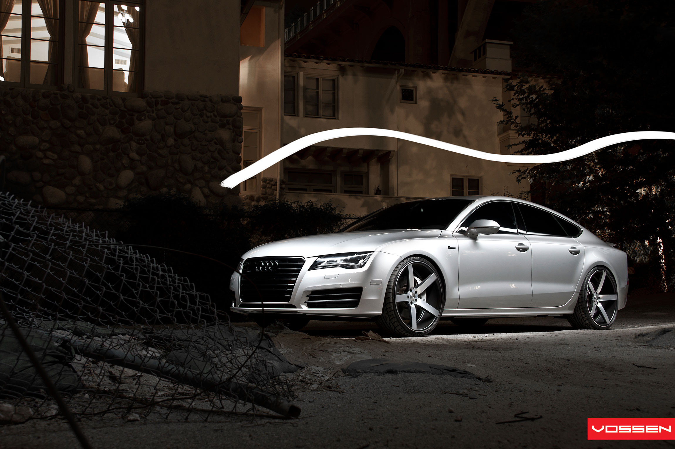 Silver Audi A7 with Crysral Clear LED Headlights - Photo by Vossen
