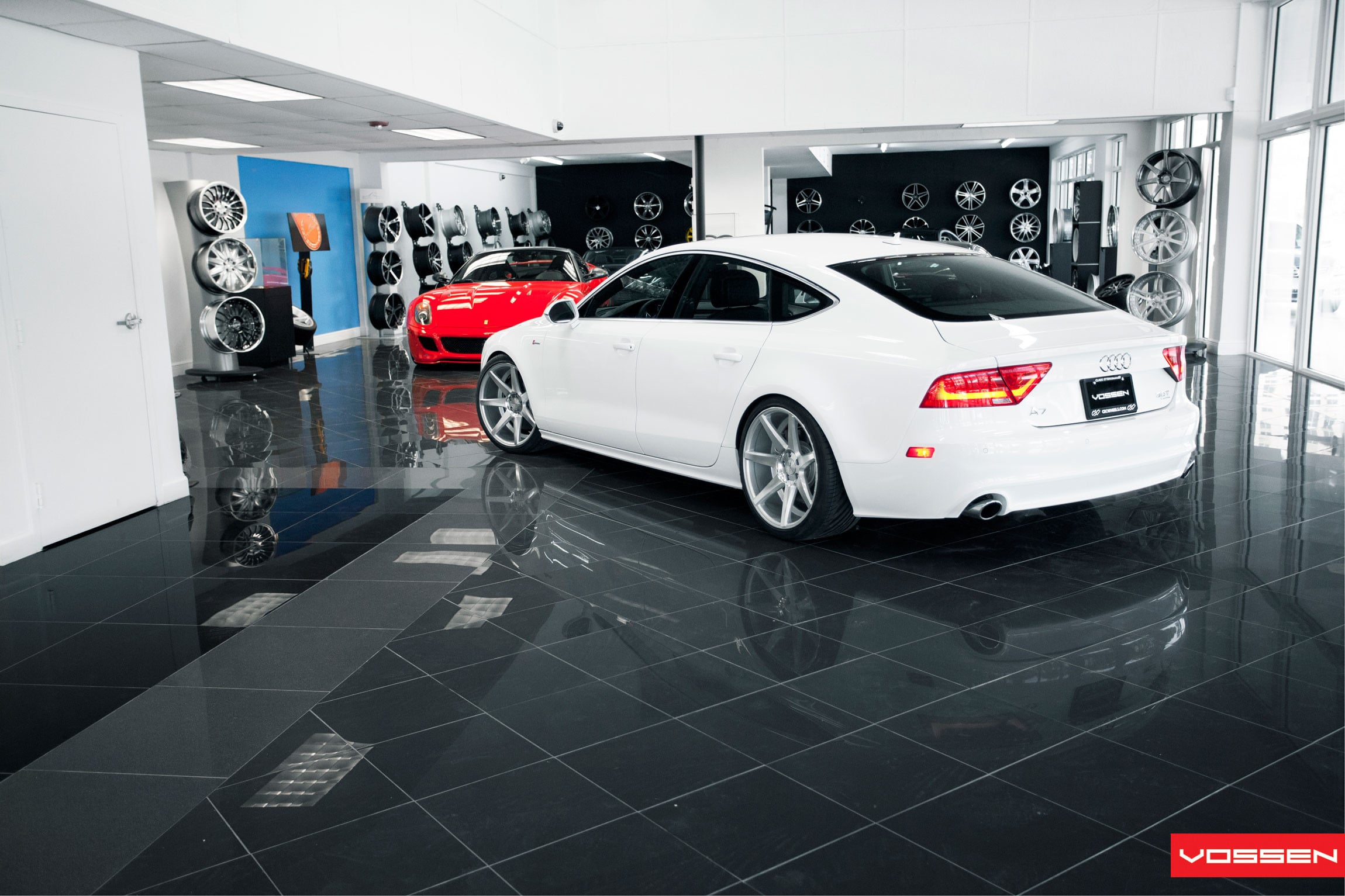 Aftermarket Red LED Taillights on White Audi A7 - Photo by Vossen