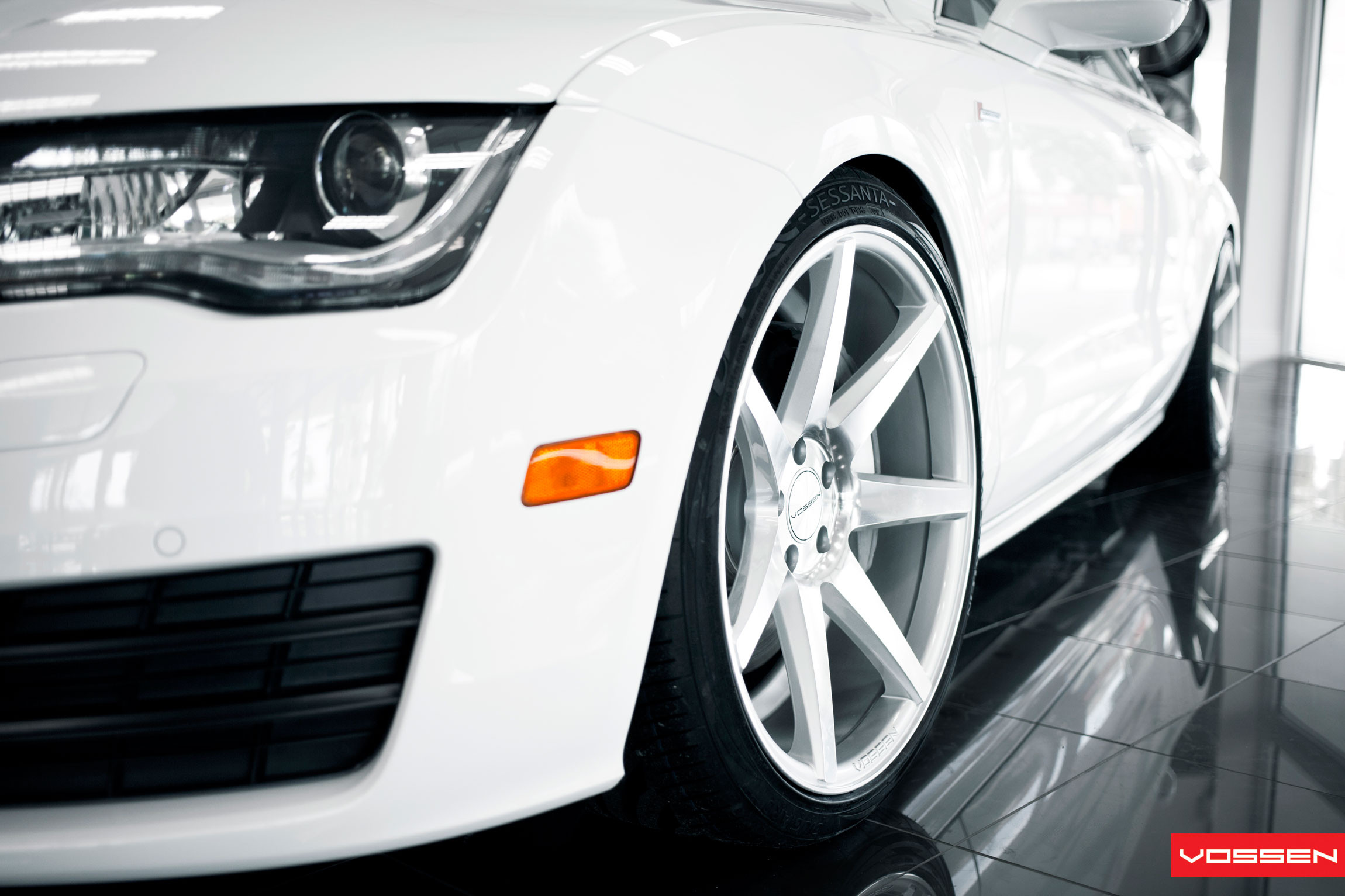 Chrome CV7 Vossen Rims on White Audi A7 - Photo by Vossen
