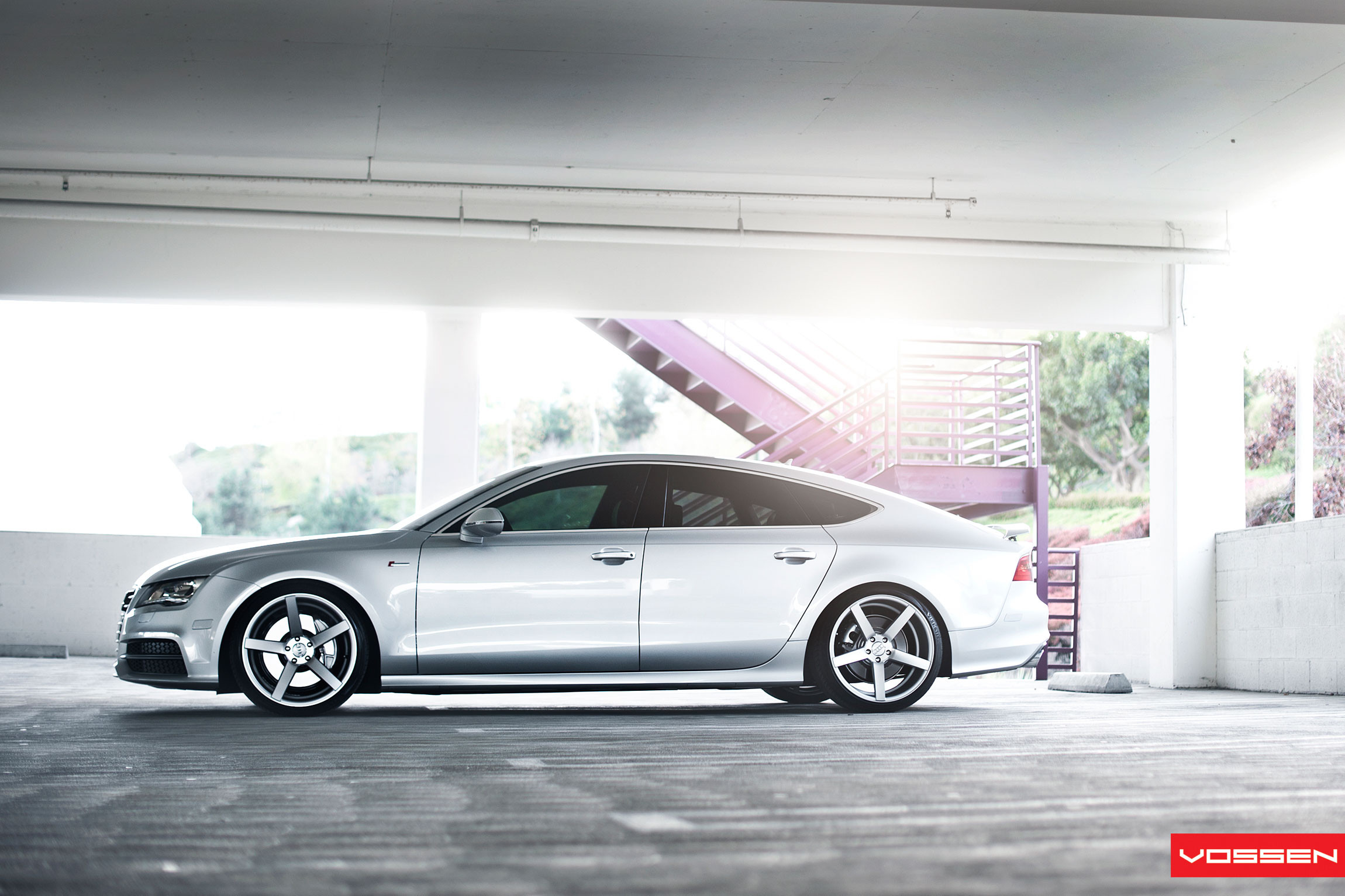 Custom Rear Spoiler on Silver Audi A7 - Photo by Vossen