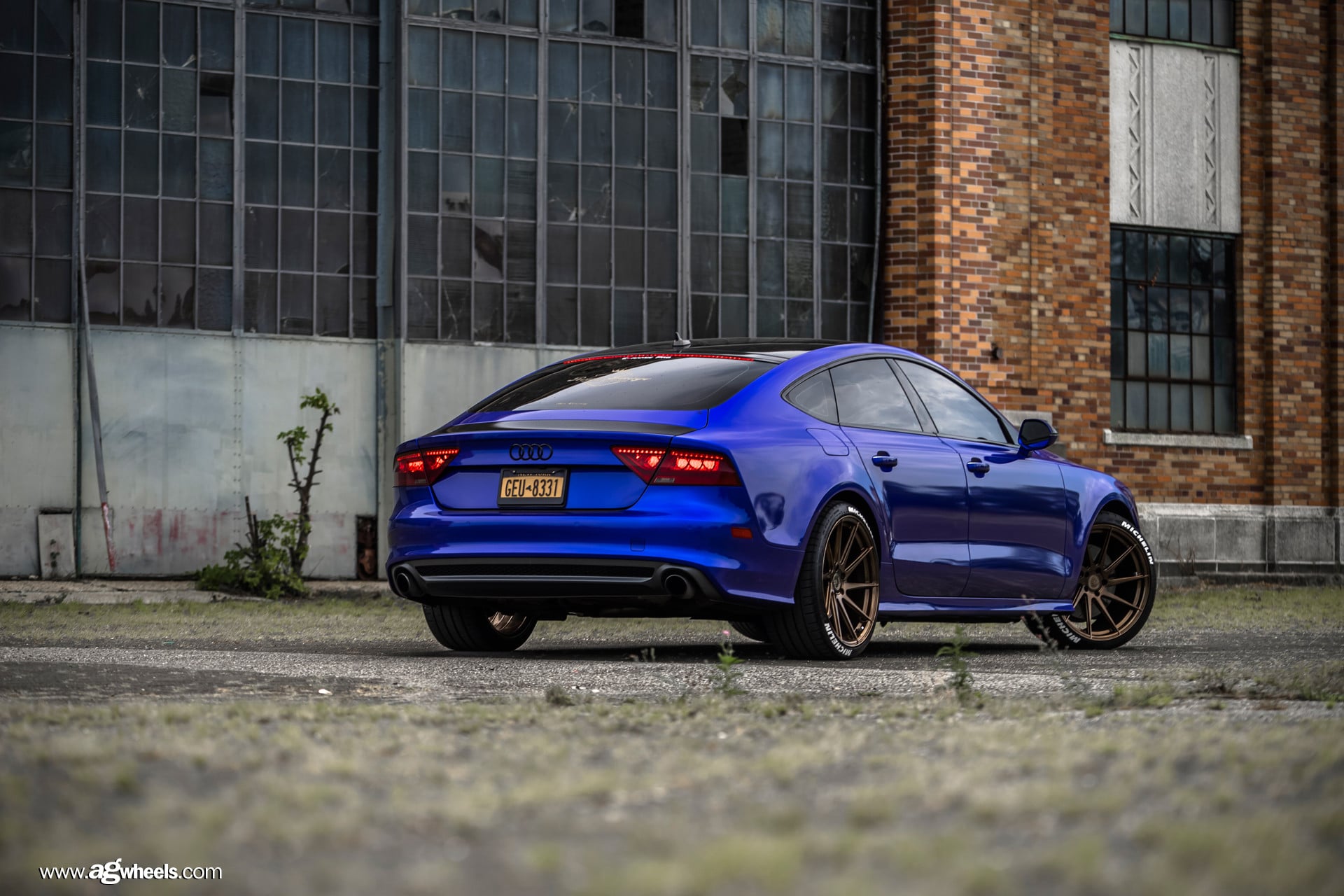 Blue Audi A7 with Red LED Taillights - Photo by Avant Garde Wheels