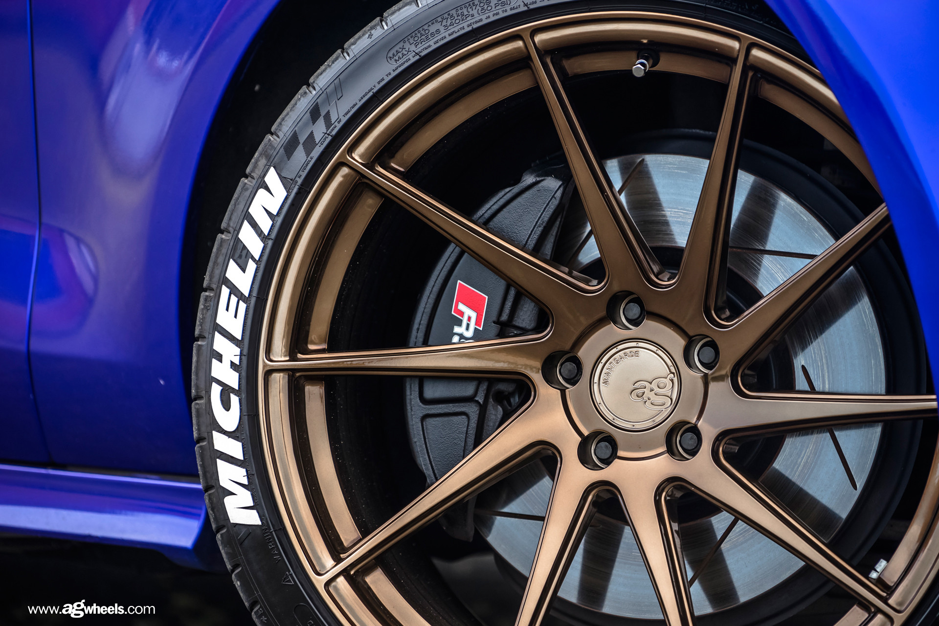 Bronze Avant Garde Wheels on Blue Audi A7 - Photo by Avant Garde Wheels