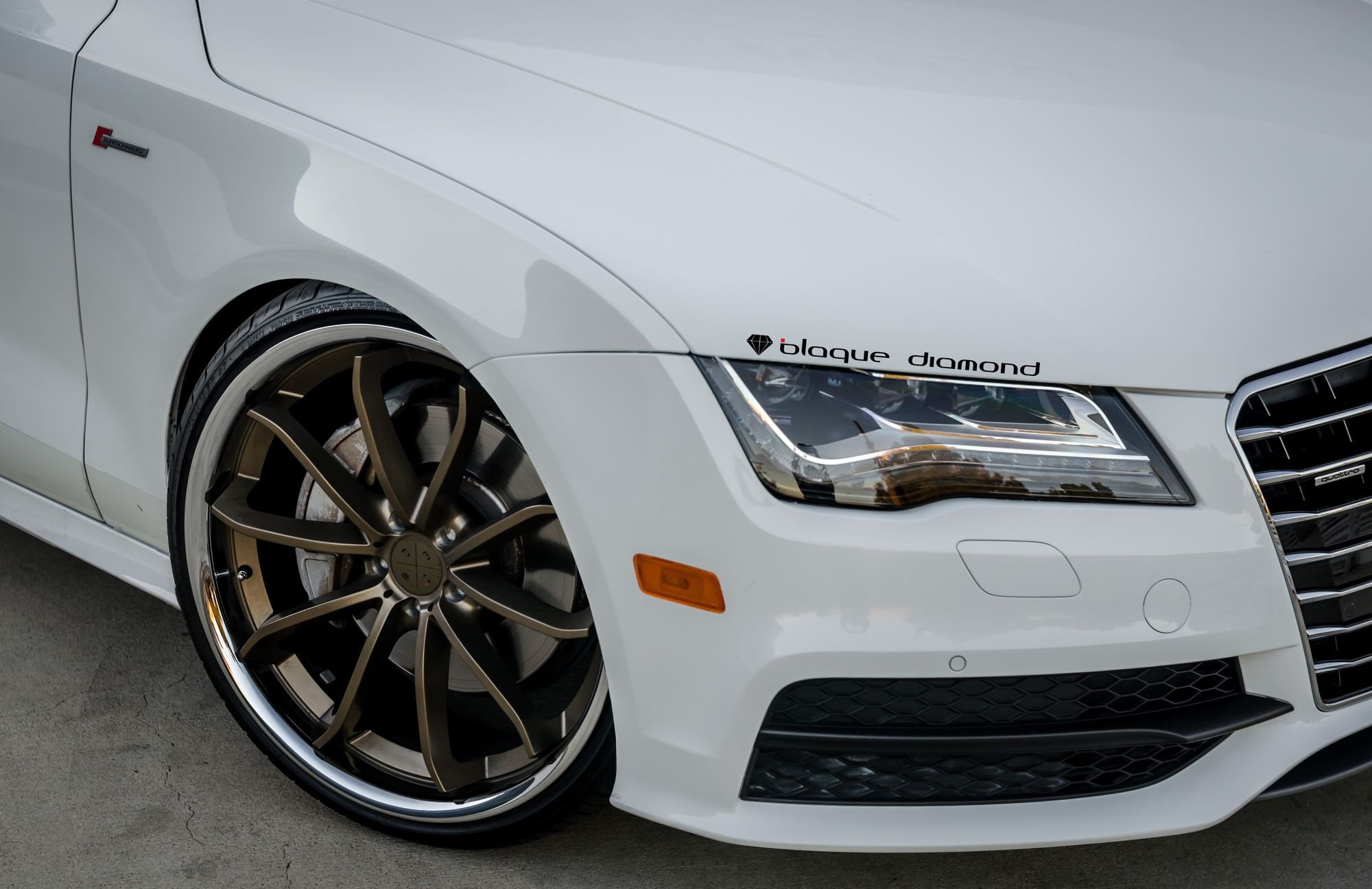 White Audi A7 with 20 Inch Bronze Blaque Diamond Rims - Photo by Blaque Diamond