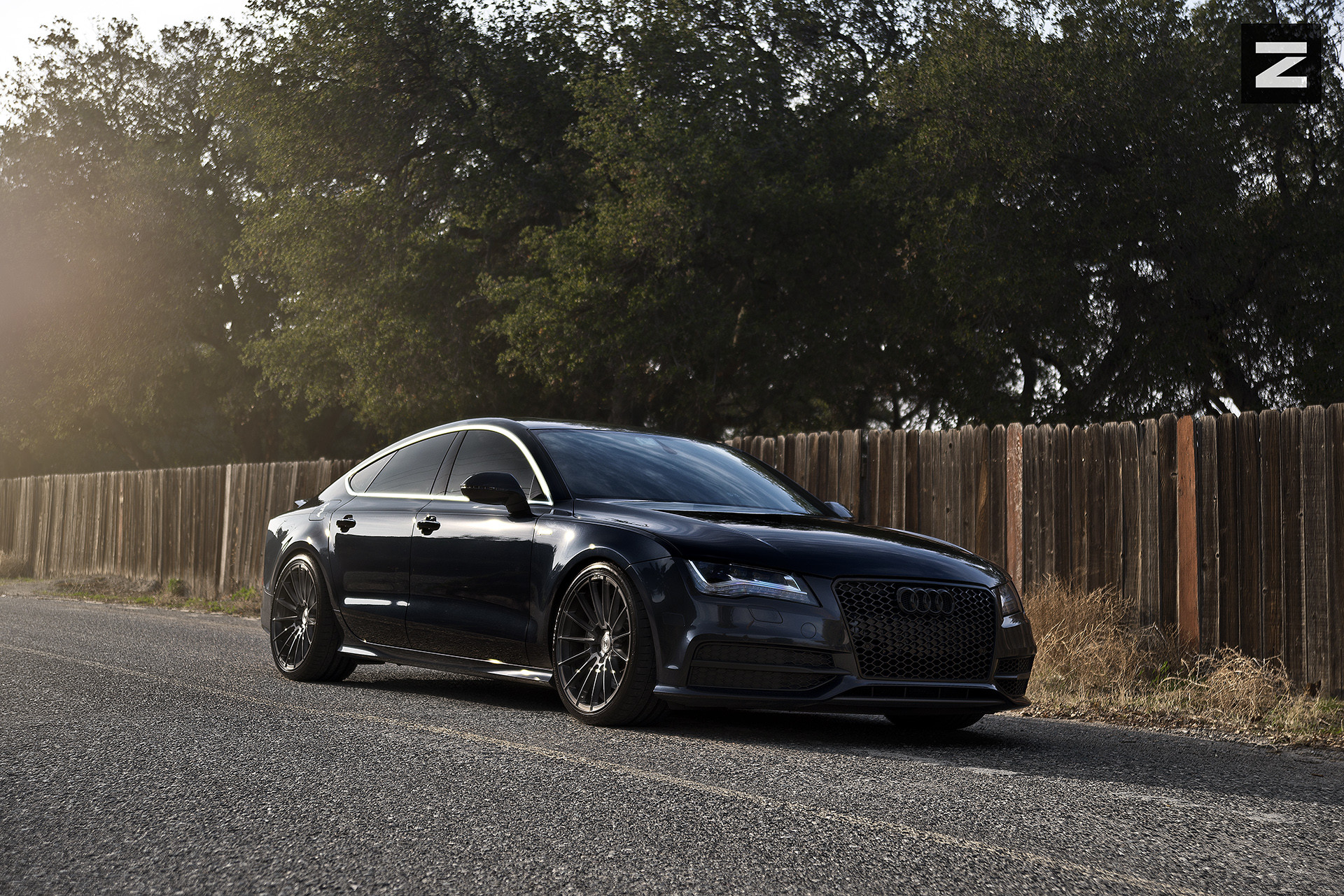 Black Audi A7 Dark Smoke LED Headlights - Photo by Zito Wheels
